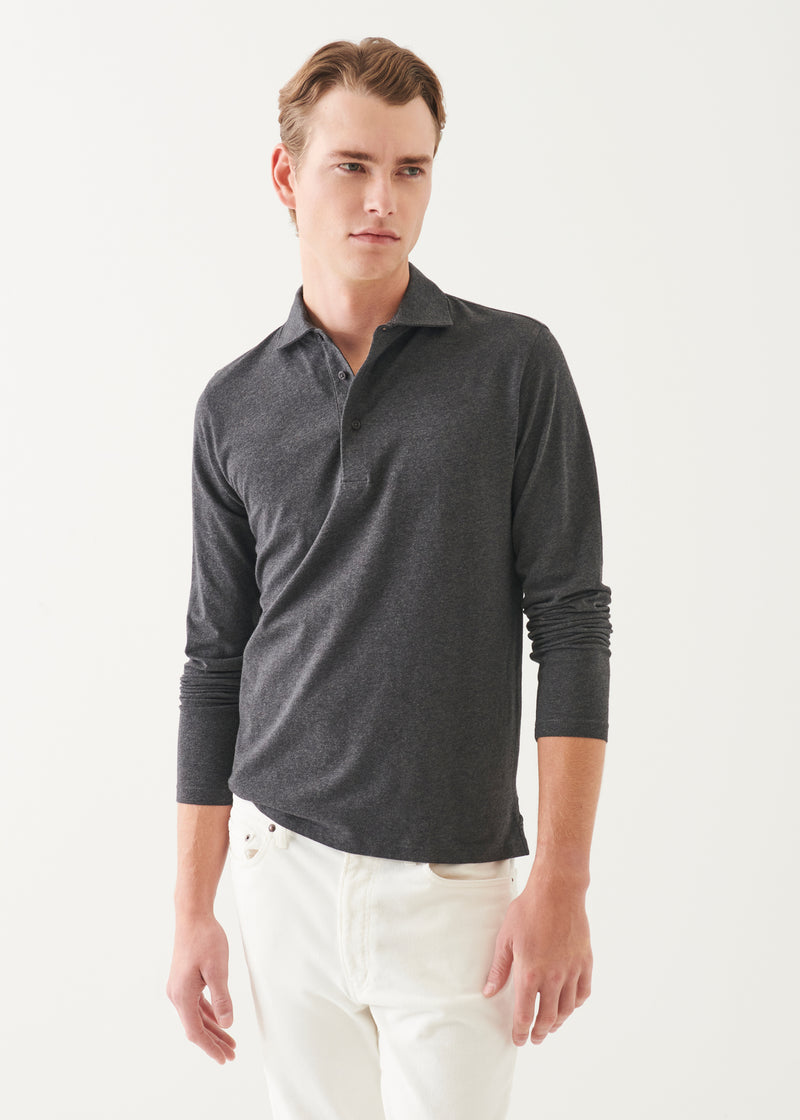 Pima Cotton Stretch Long Sleeve Polo