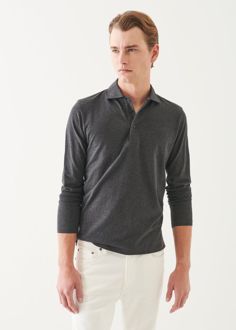 Pima Cotton Stretch Long Sleeve Polo