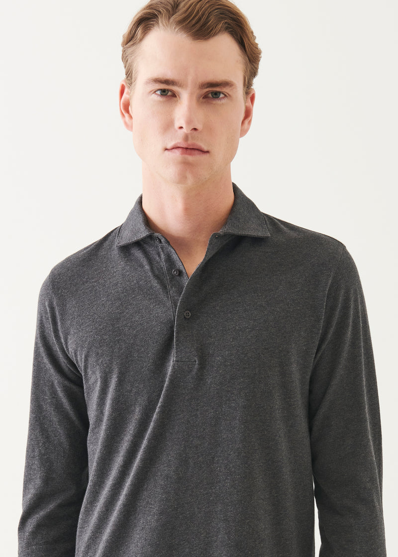 Pima Cotton Stretch Long Sleeve Polo