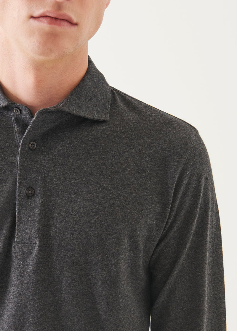 Pima Cotton Stretch Long Sleeve Polo