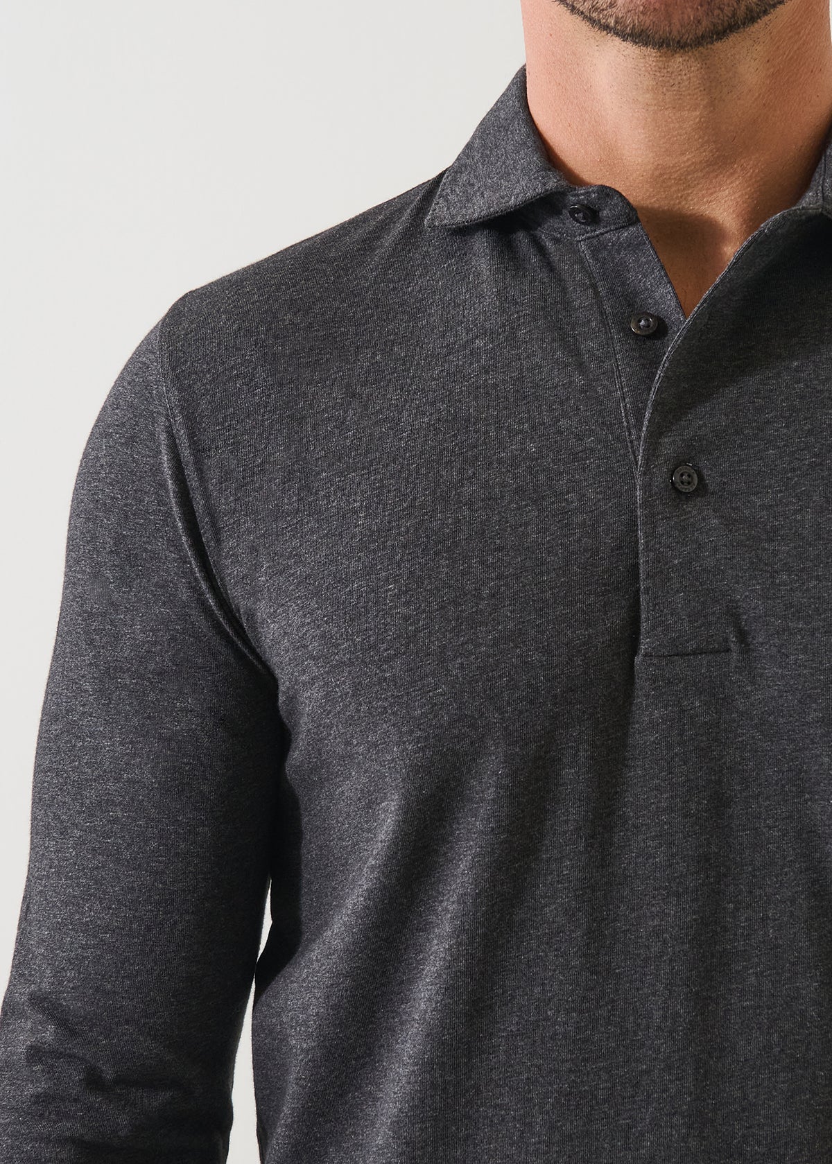 Pima Cotton Stretch Long Sleeve Polo - PATRICK ASSARAF