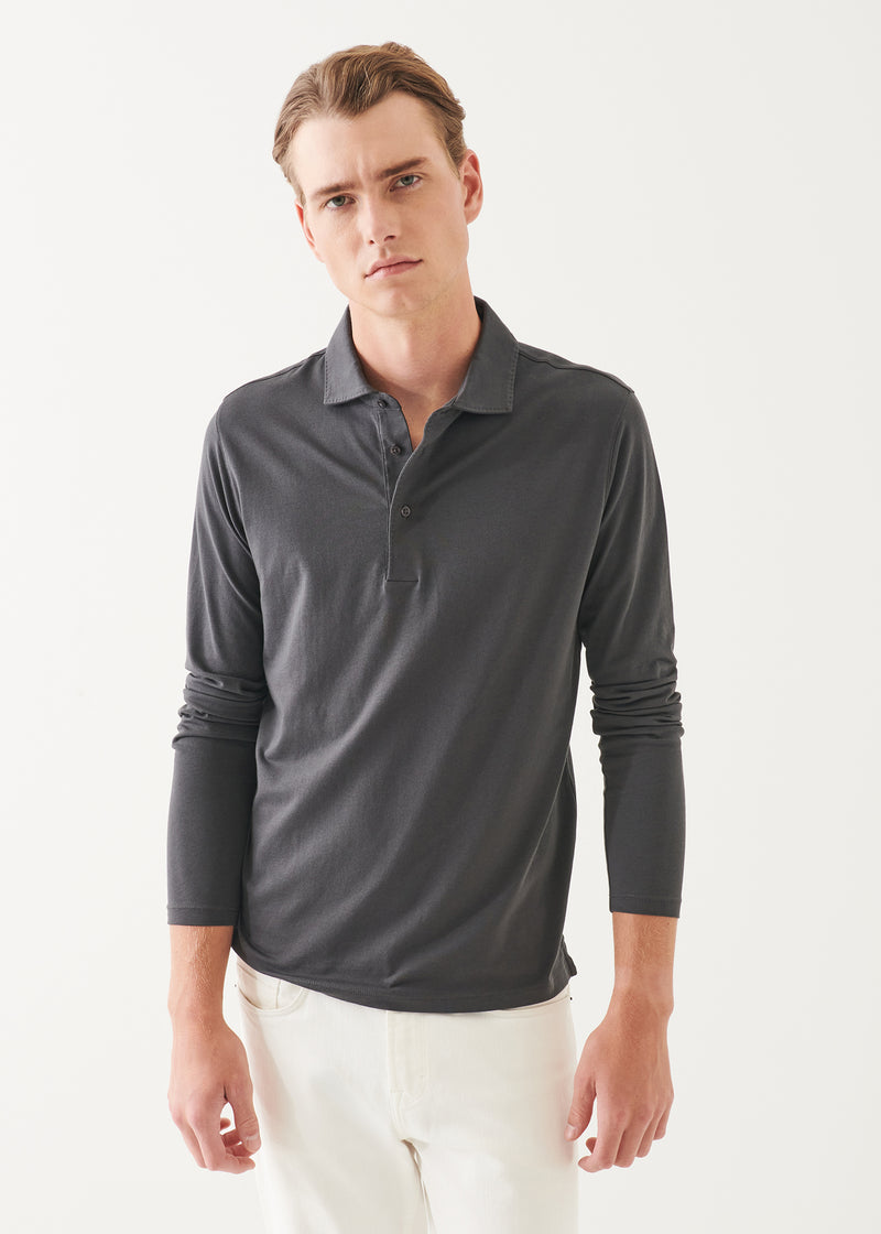 Pima Cotton Stretch Long Sleeve Polo