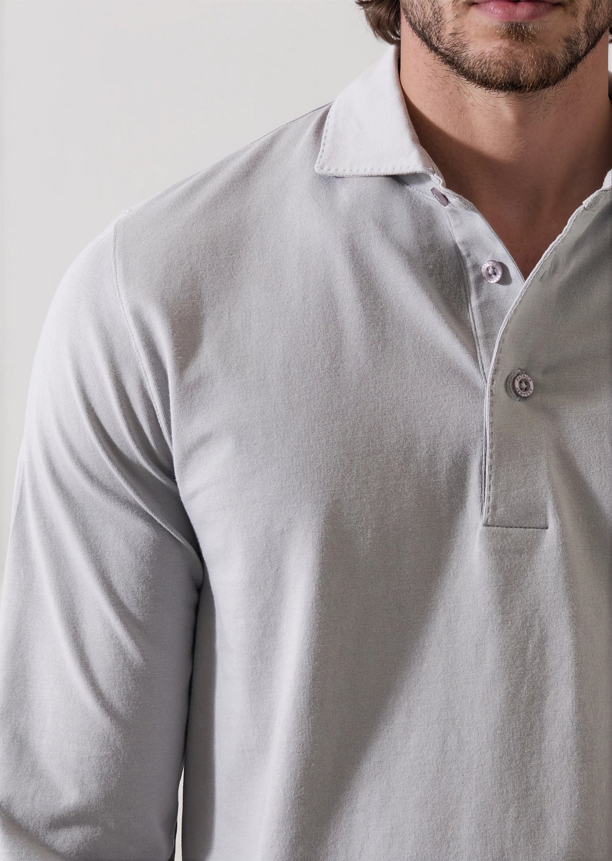 Pima Cotton Stretch Long Sleeve Polo - PATRICK ASSARAF