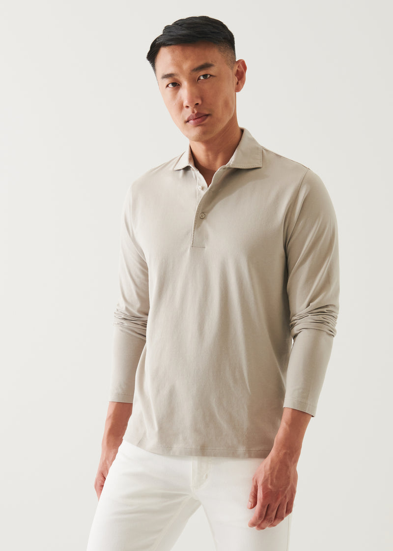 Pima Cotton Stretch Long Sleeve Polo