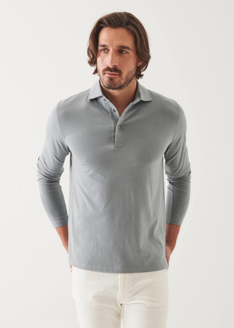 Pima Cotton Stretch Long Sleeve Polo