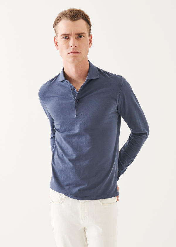 Pima Cotton Stretch Long Sleeve Polo