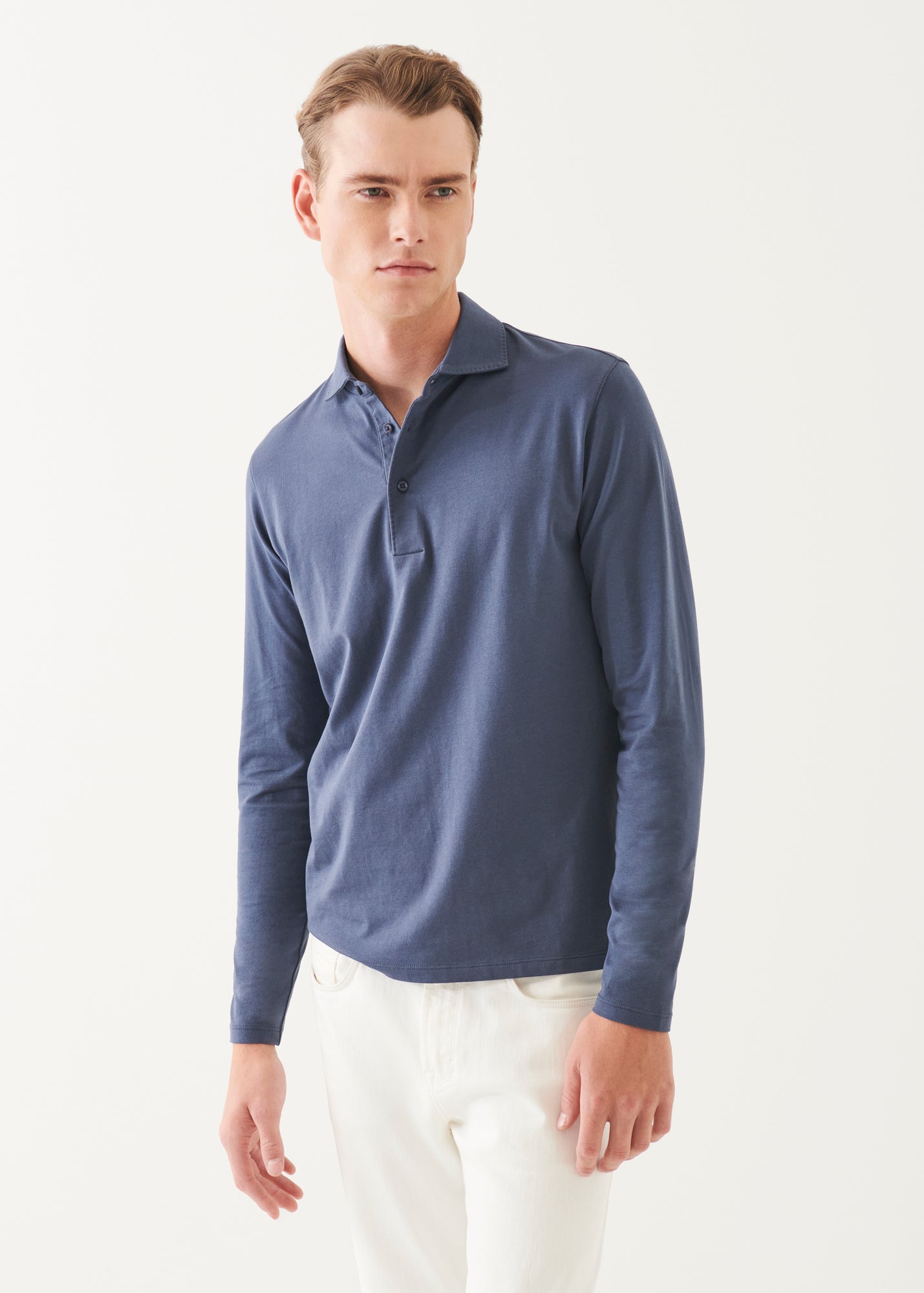 Pima Cotton Stretch Long Sleeve Polo