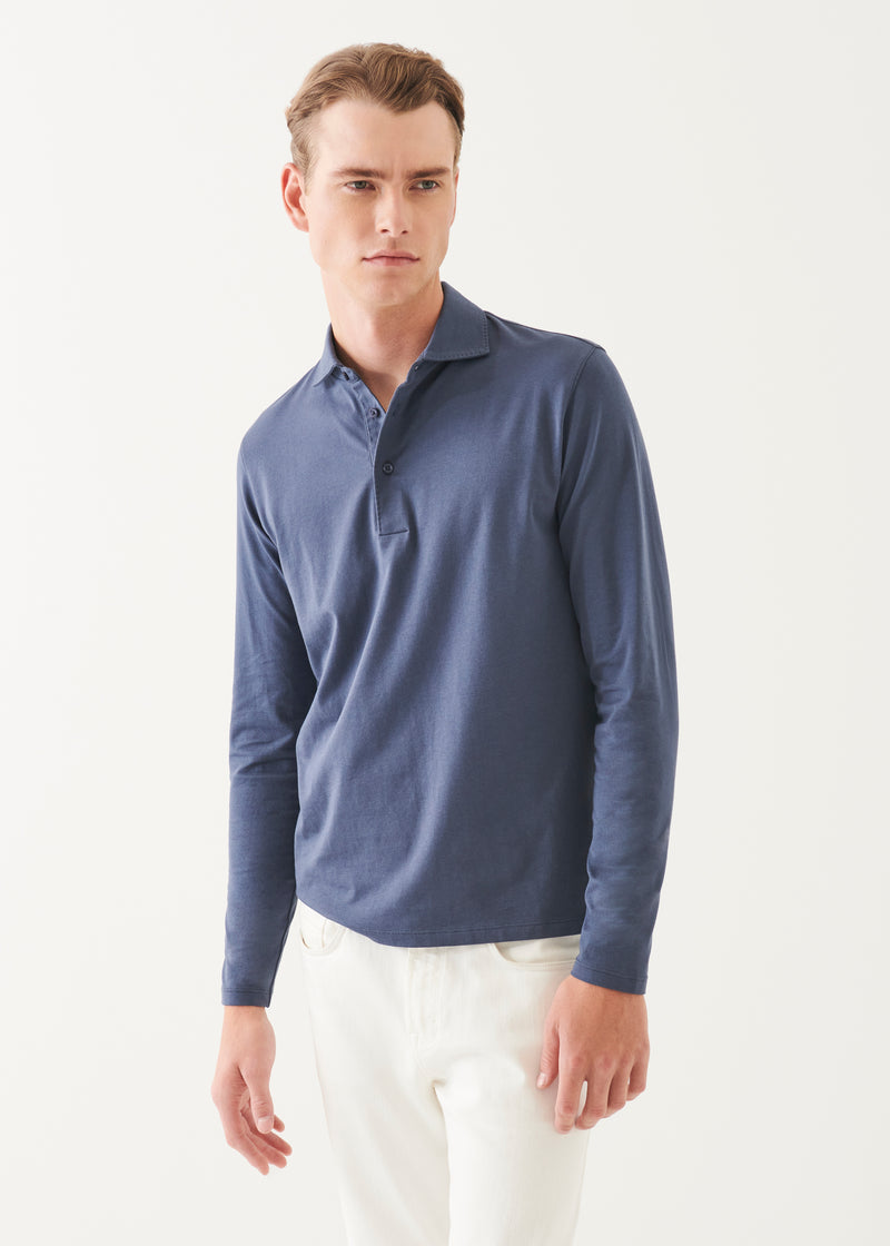 Pima Cotton Stretch Long Sleeve Polo