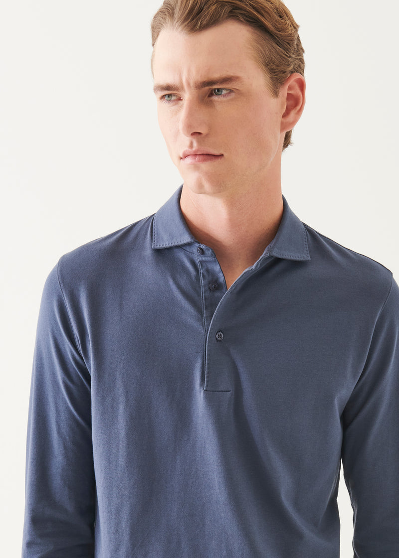 Pima Cotton Stretch Long Sleeve Polo