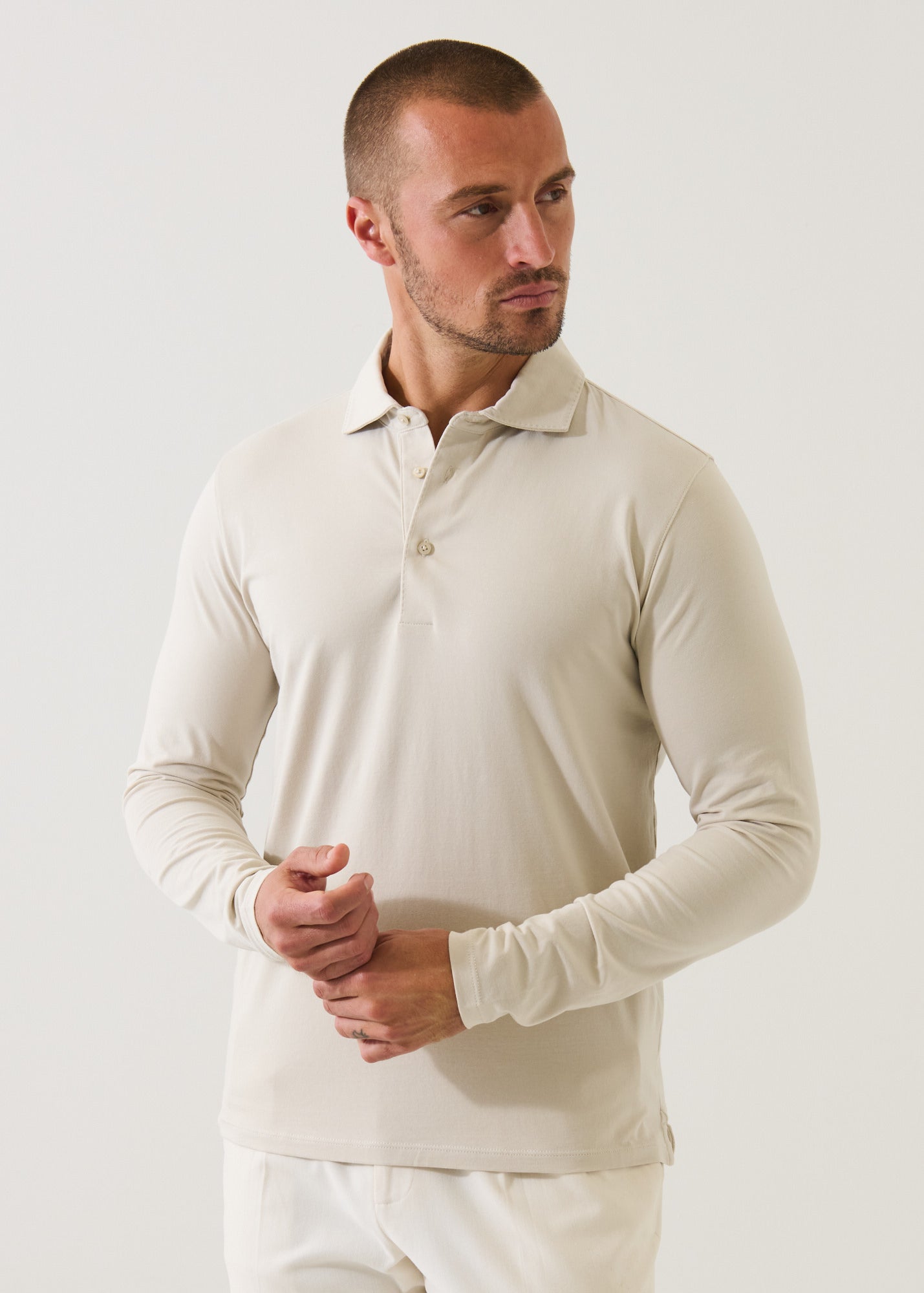 Pima Cotton Stretch Long Sleeve Polo