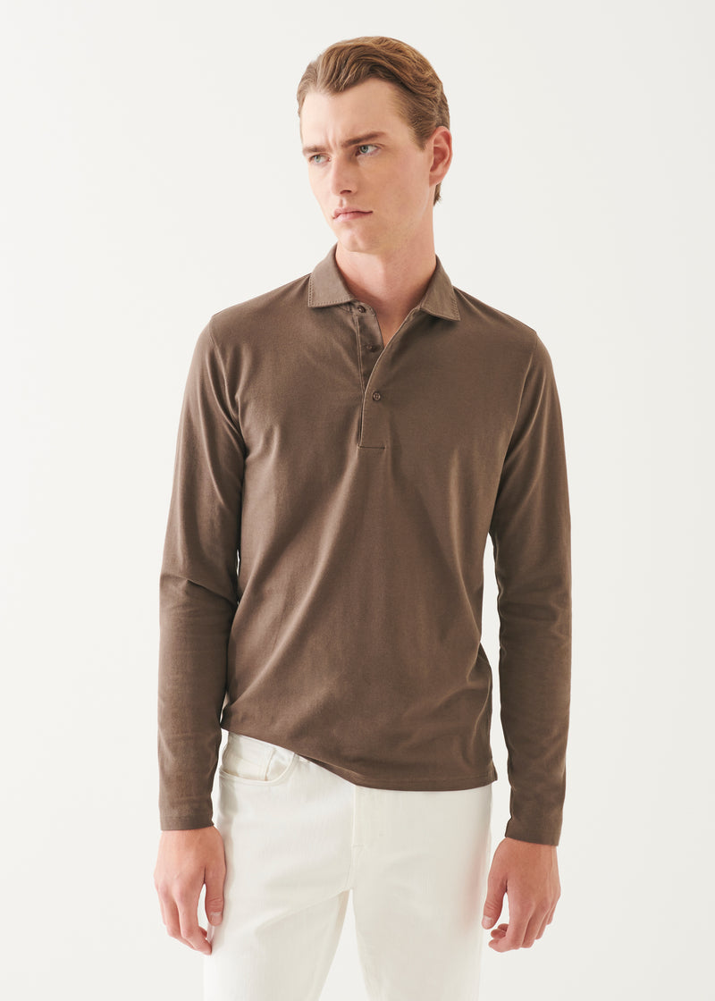 Pima Cotton Stretch Long Sleeve Polo