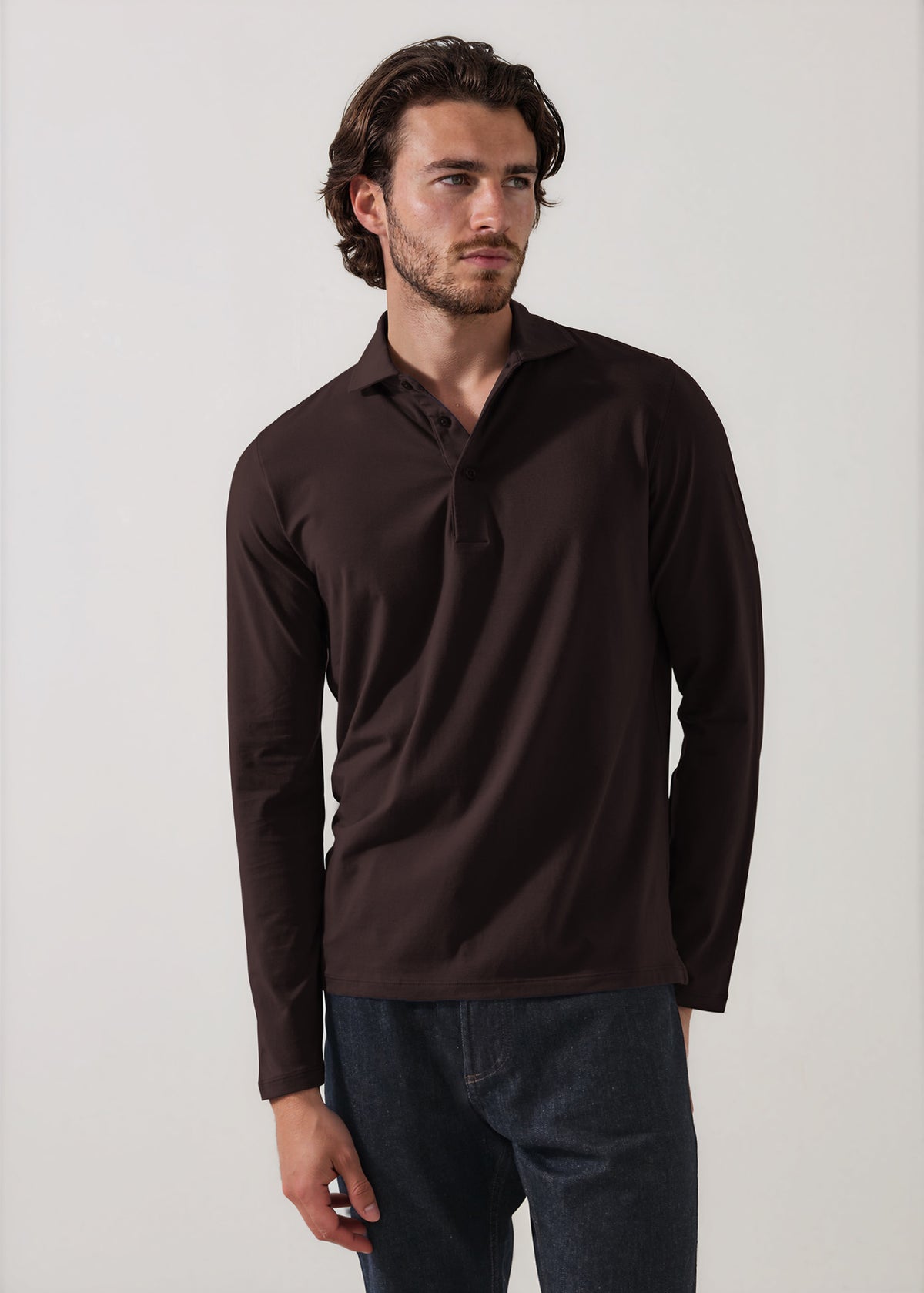 Pima Cotton Stretch Long Sleeve Polo - PATRICK ASSARAF