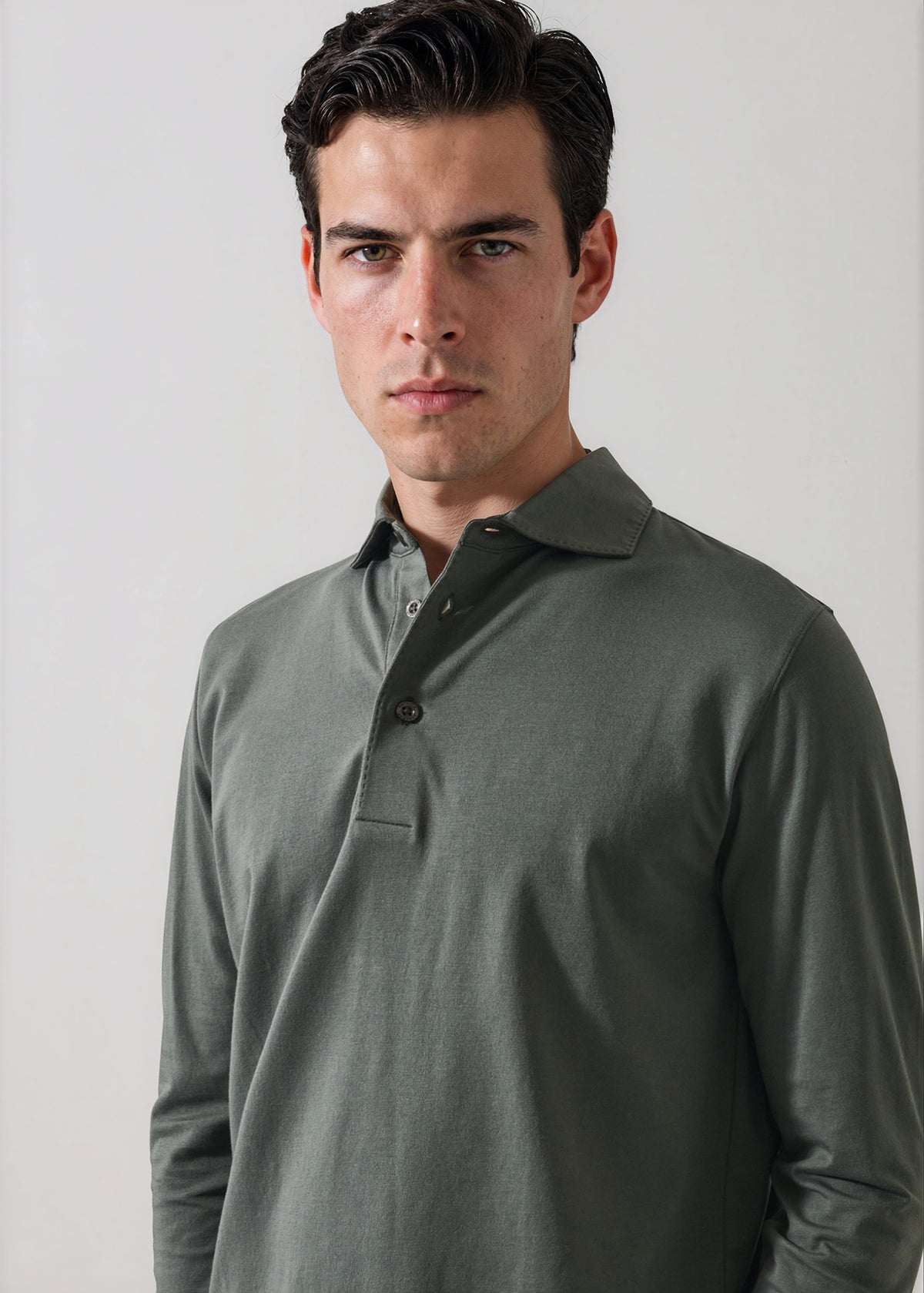 Pima Cotton Stretch Long Sleeve Polo - PATRICK ASSARAF