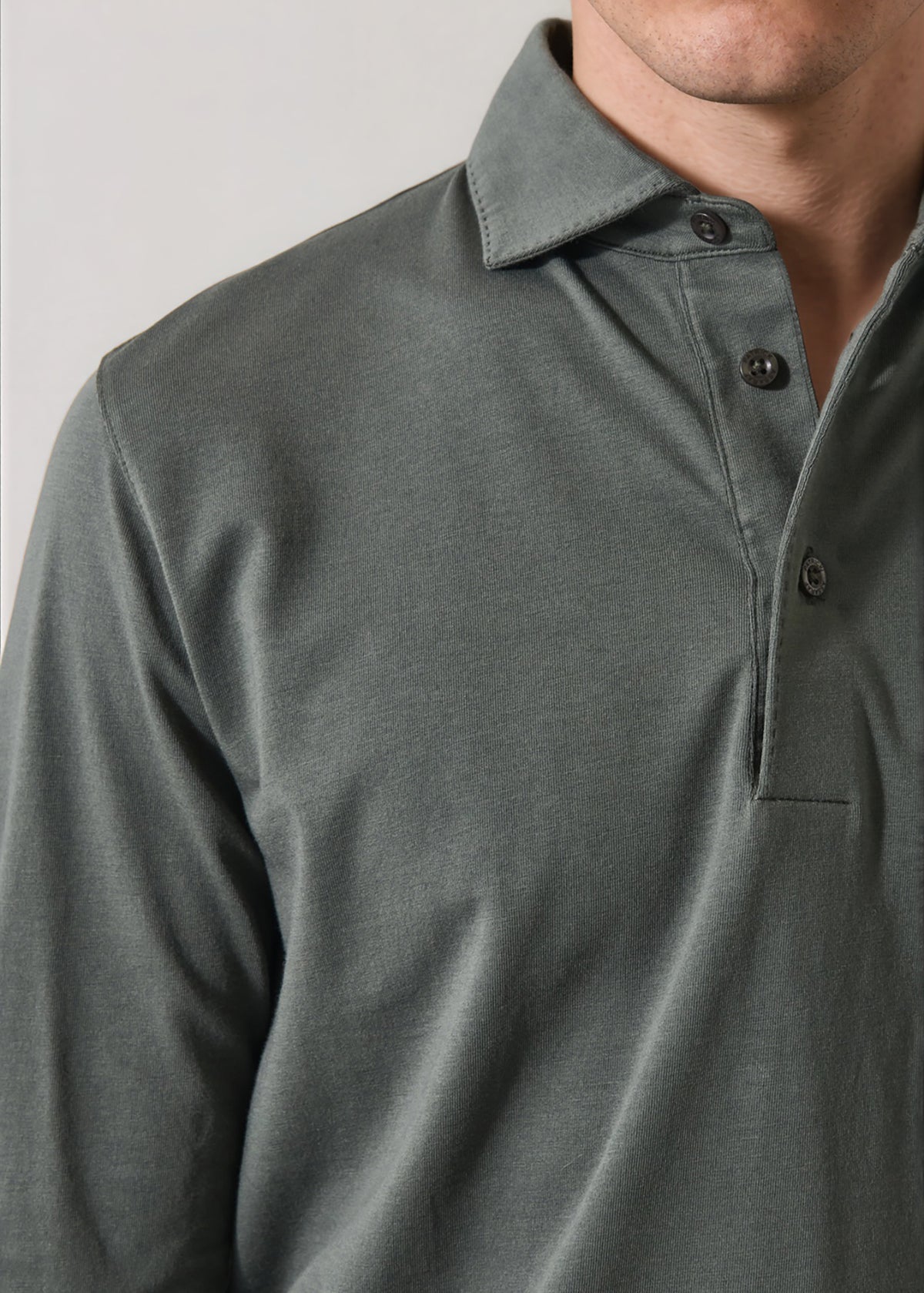 Pima Cotton Stretch Long Sleeve Polo - PATRICK ASSARAF