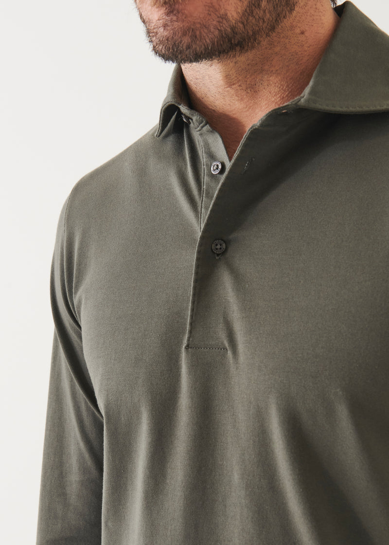 Pima Cotton Stretch Long Sleeve Polo