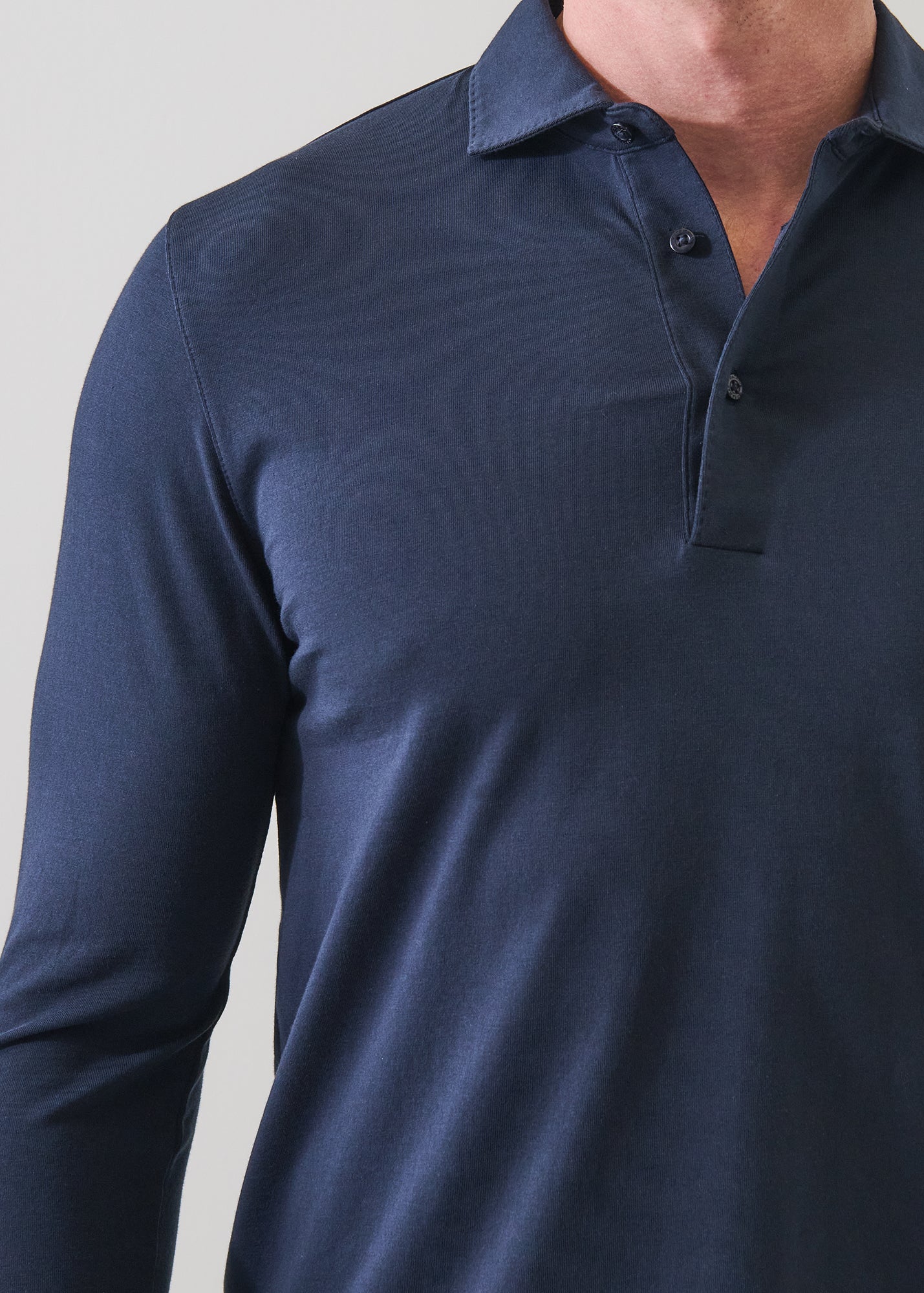 Pima Cotton Stretch Long Sleeve Polo - PATRICK ASSARAF
