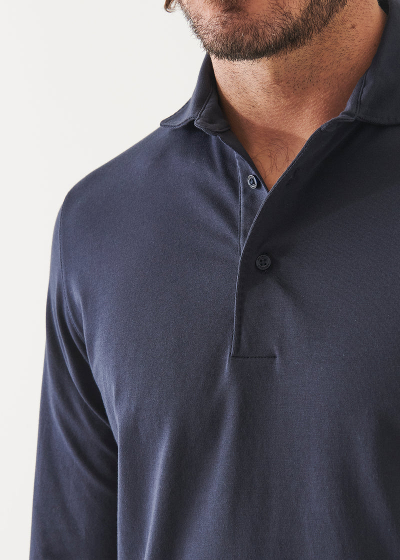 Pima Cotton Stretch Long Sleeve Polo