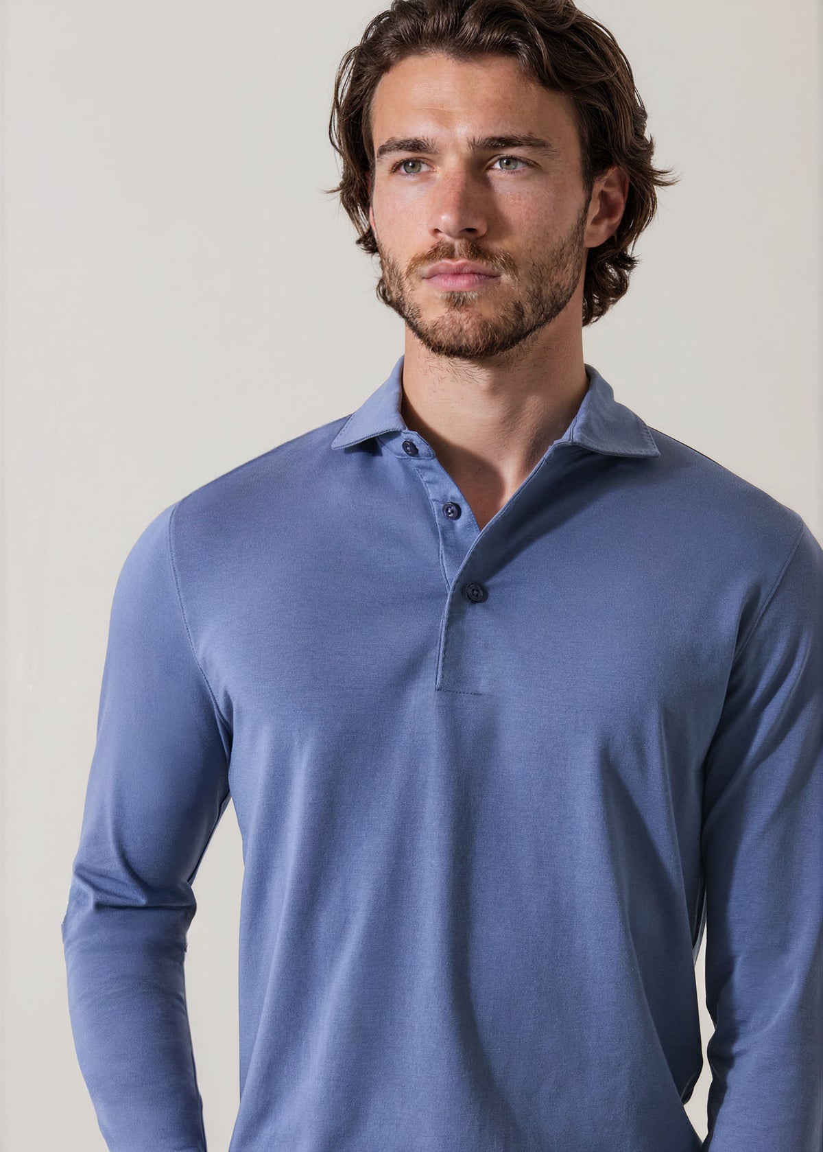 Pima Cotton Stretch Long Sleeve Polo - PATRICK ASSARAF