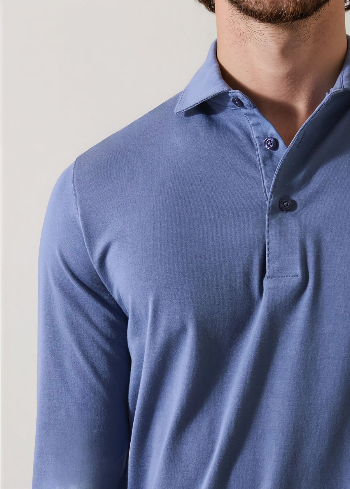 Pima Cotton Stretch Long Sleeve Polo - PATRICK ASSARAF