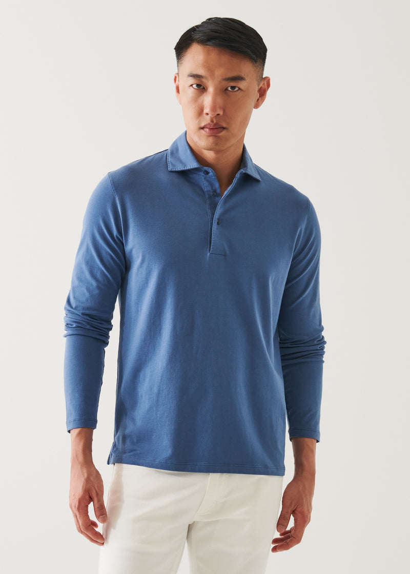 Pima Cotton Stretch Long Sleeve Polo