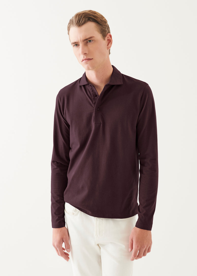 Pima Cotton Stretch Long Sleeve Polo