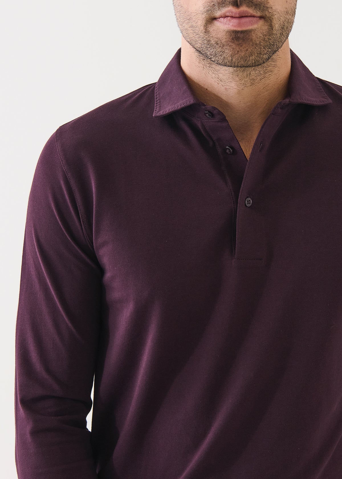 Pima Cotton Stretch Long Sleeve Polo - PATRICK ASSARAF