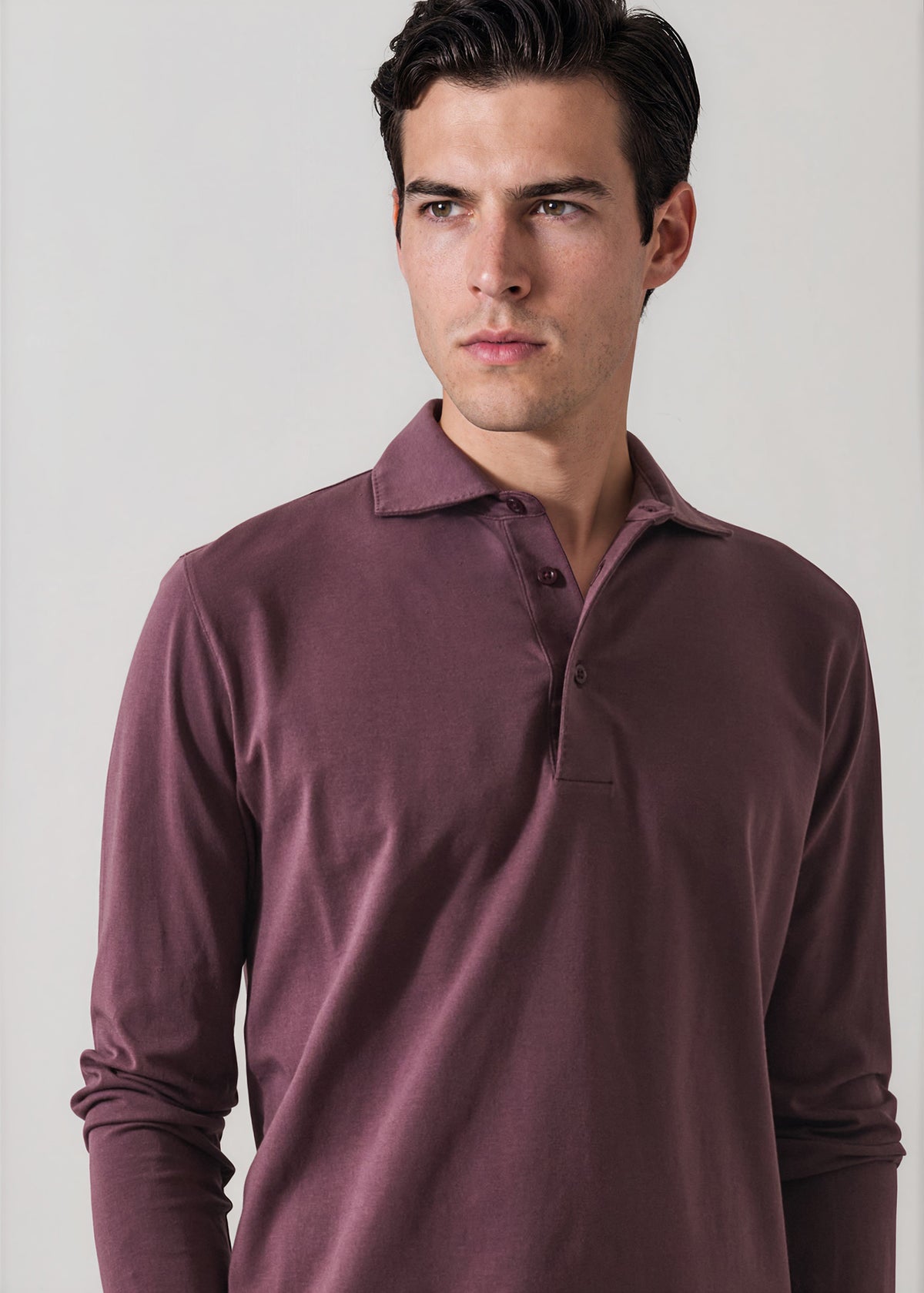 Pima Cotton Stretch Long Sleeve Polo - PATRICK ASSARAF