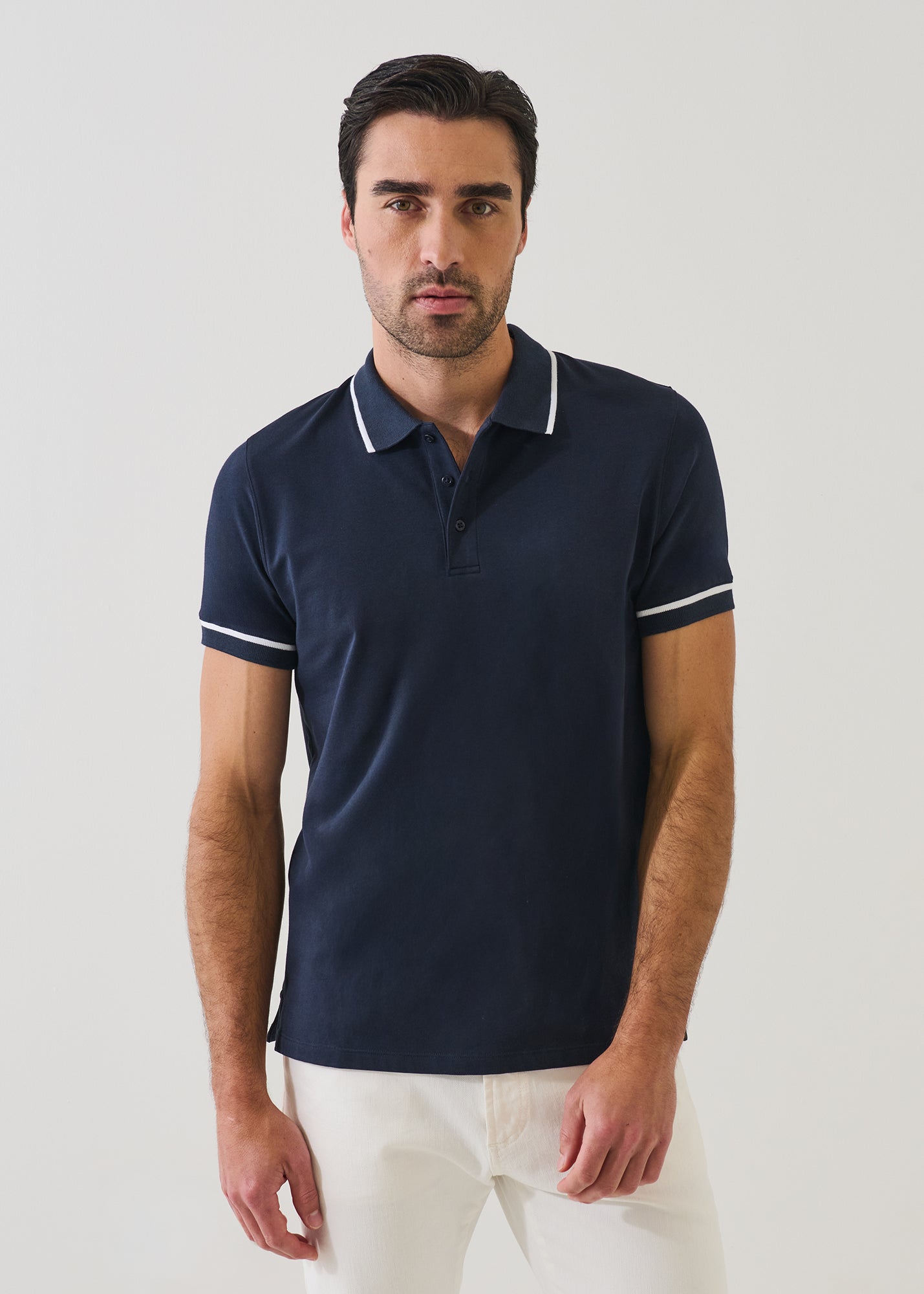 Pima Cotton Stretch Tipped Polo - PATRICK ASSARAF