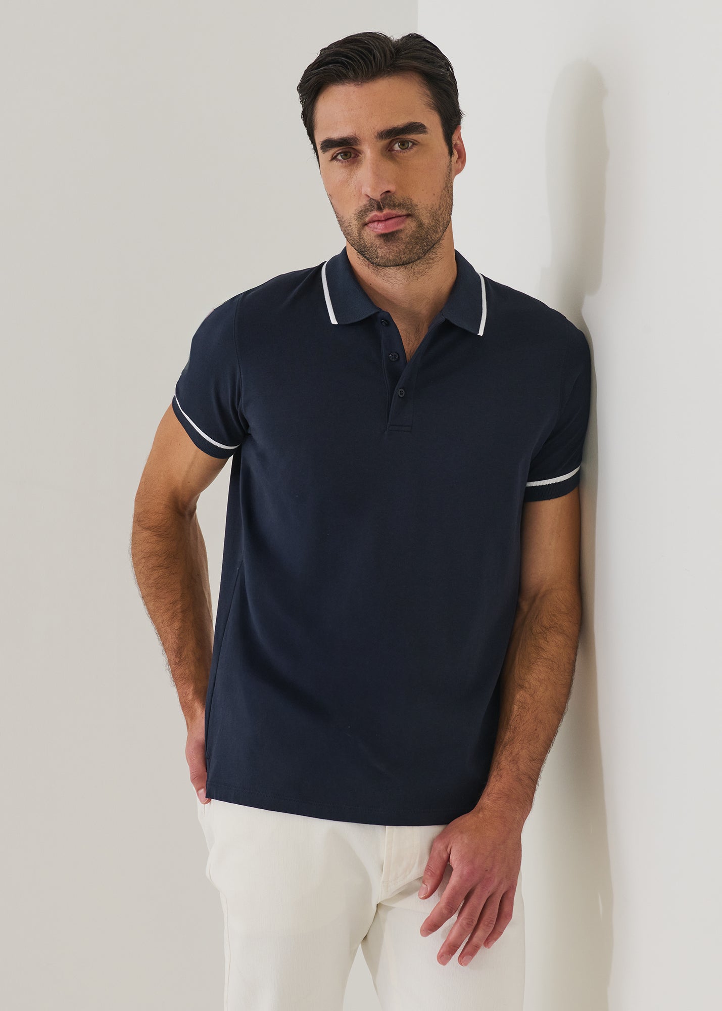 Pima Cotton Stretch Tipped Polo - PATRICK ASSARAF