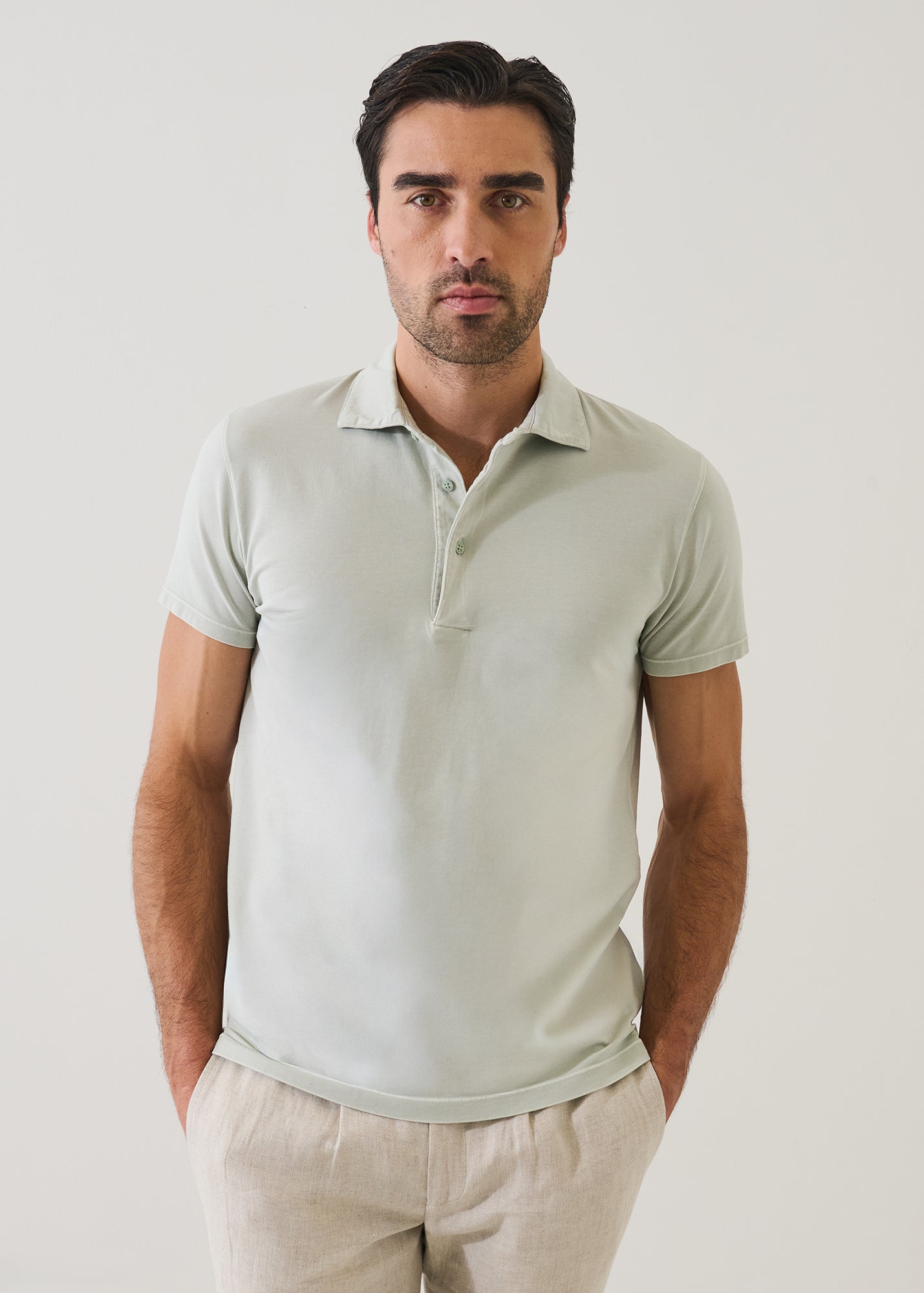 Pima Cotton Stretch Vintage Wash Short Sleeve Polo - PATRICK ASSARAF