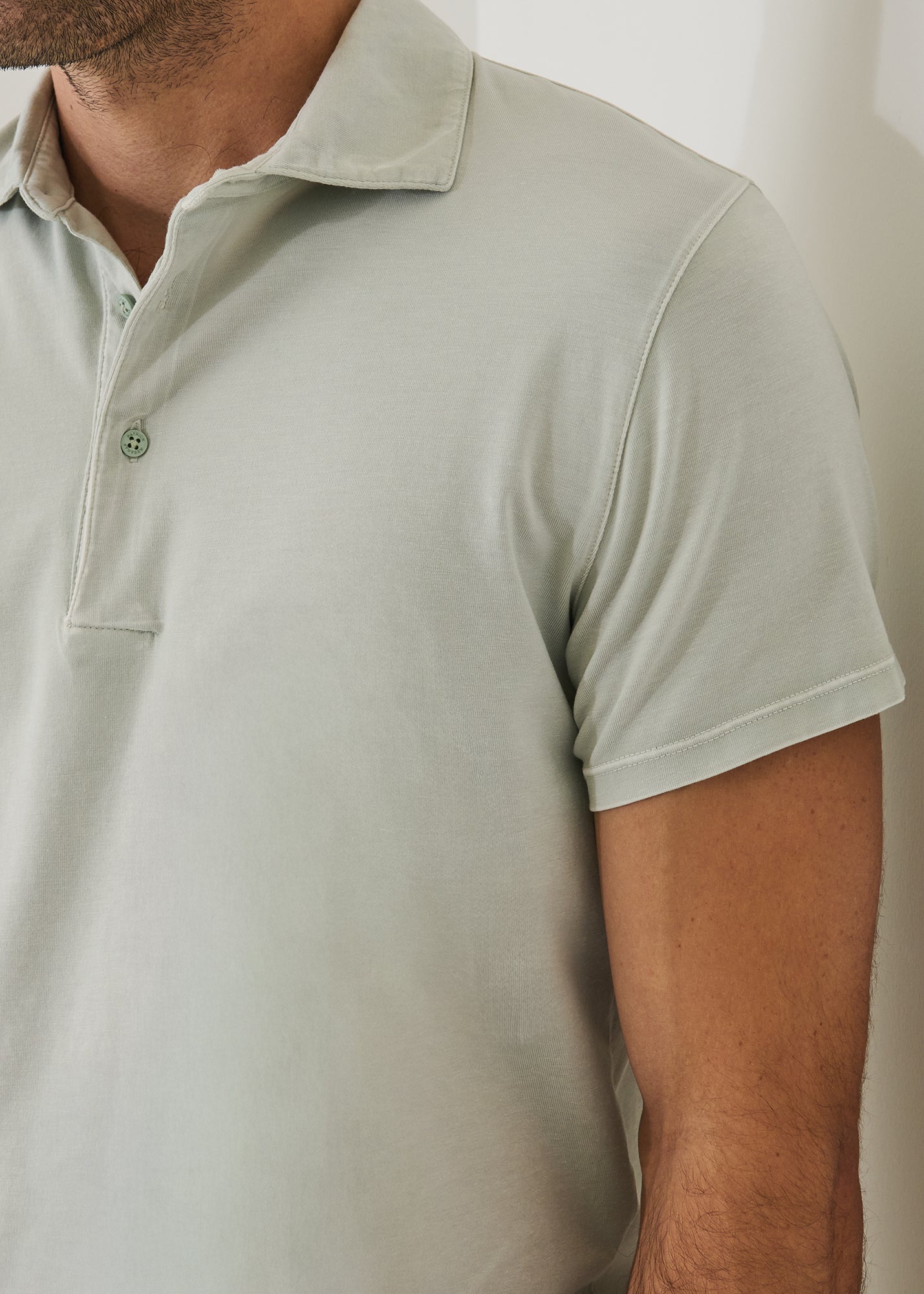 Pima Cotton Stretch Vintage Wash Short Sleeve Polo - PATRICK ASSARAF