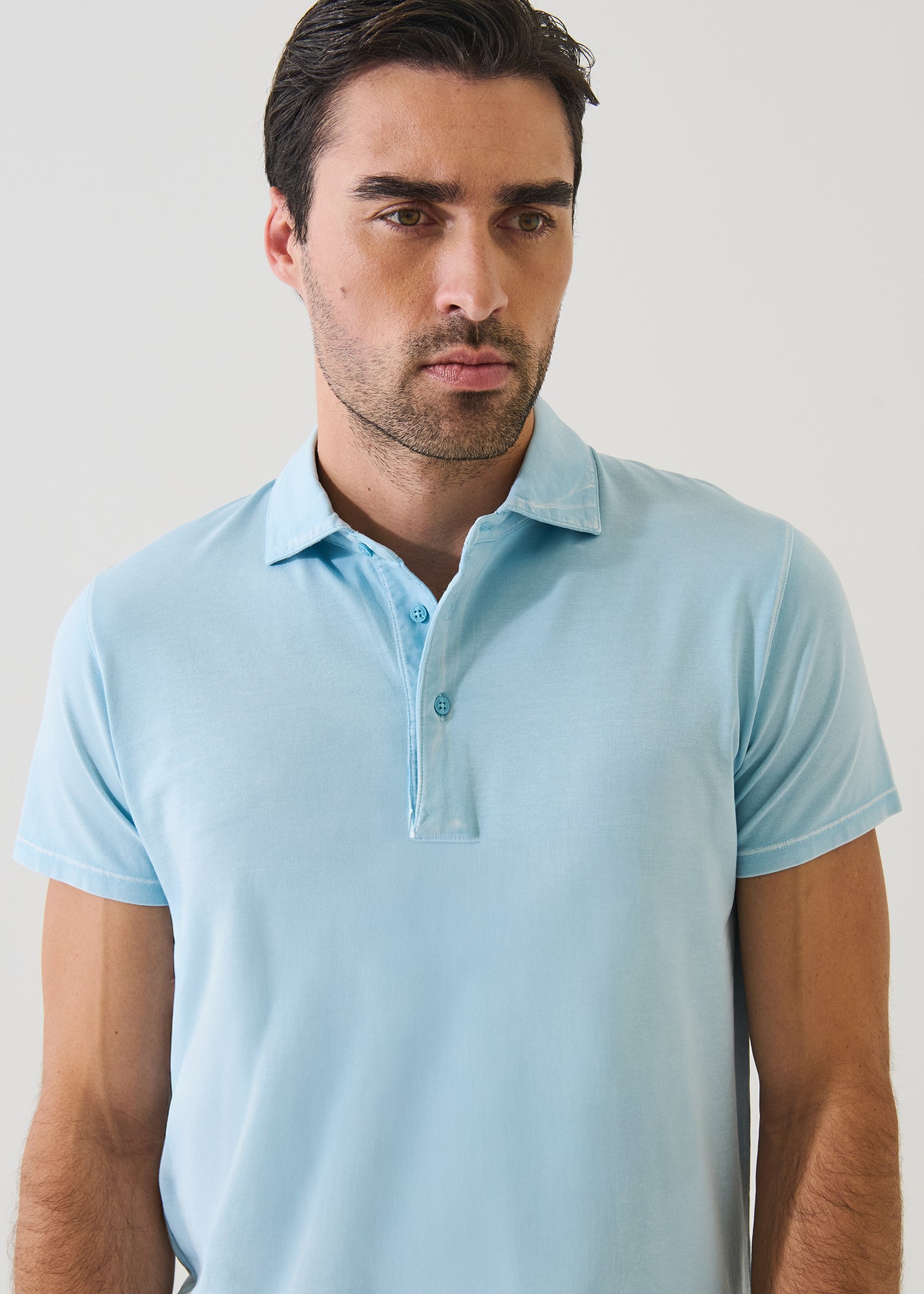 Pima Cotton Stretch Vintage Wash Short Sleeve Polo - PATRICK ASSARAF