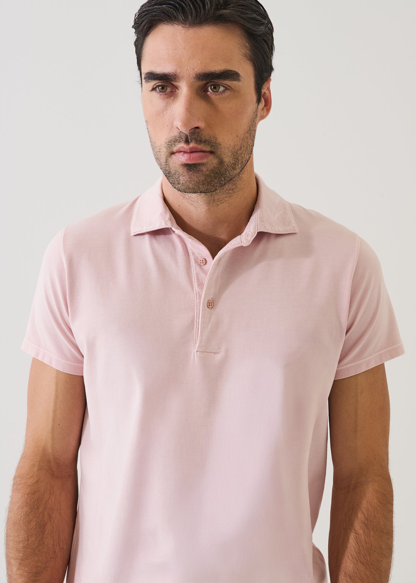 Pima Cotton Stretch Vintage Wash Short Sleeve Polo - PATRICK ASSARAF