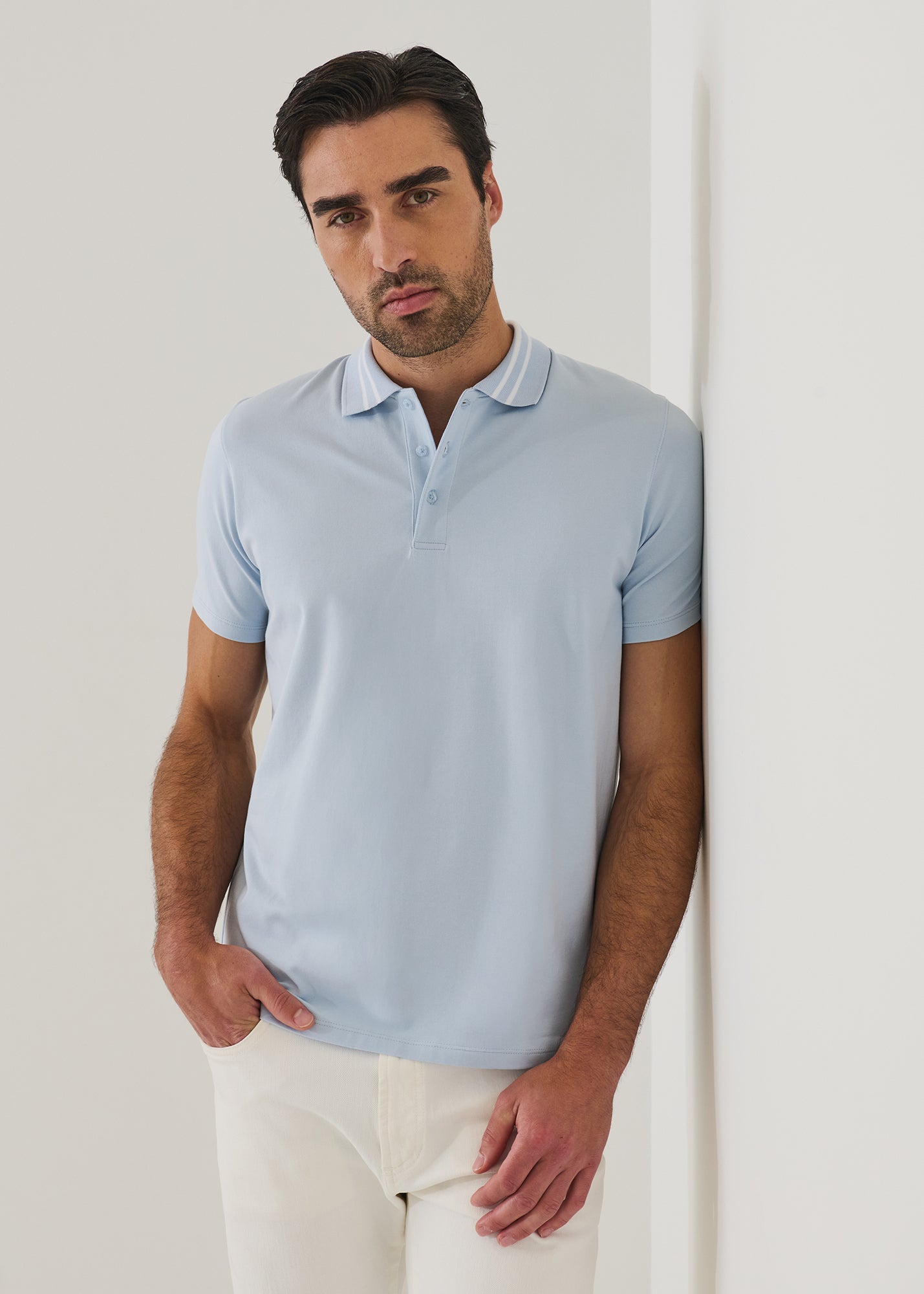 Pima Cotton Stretch Tipped Polo - PATRICK ASSARAF