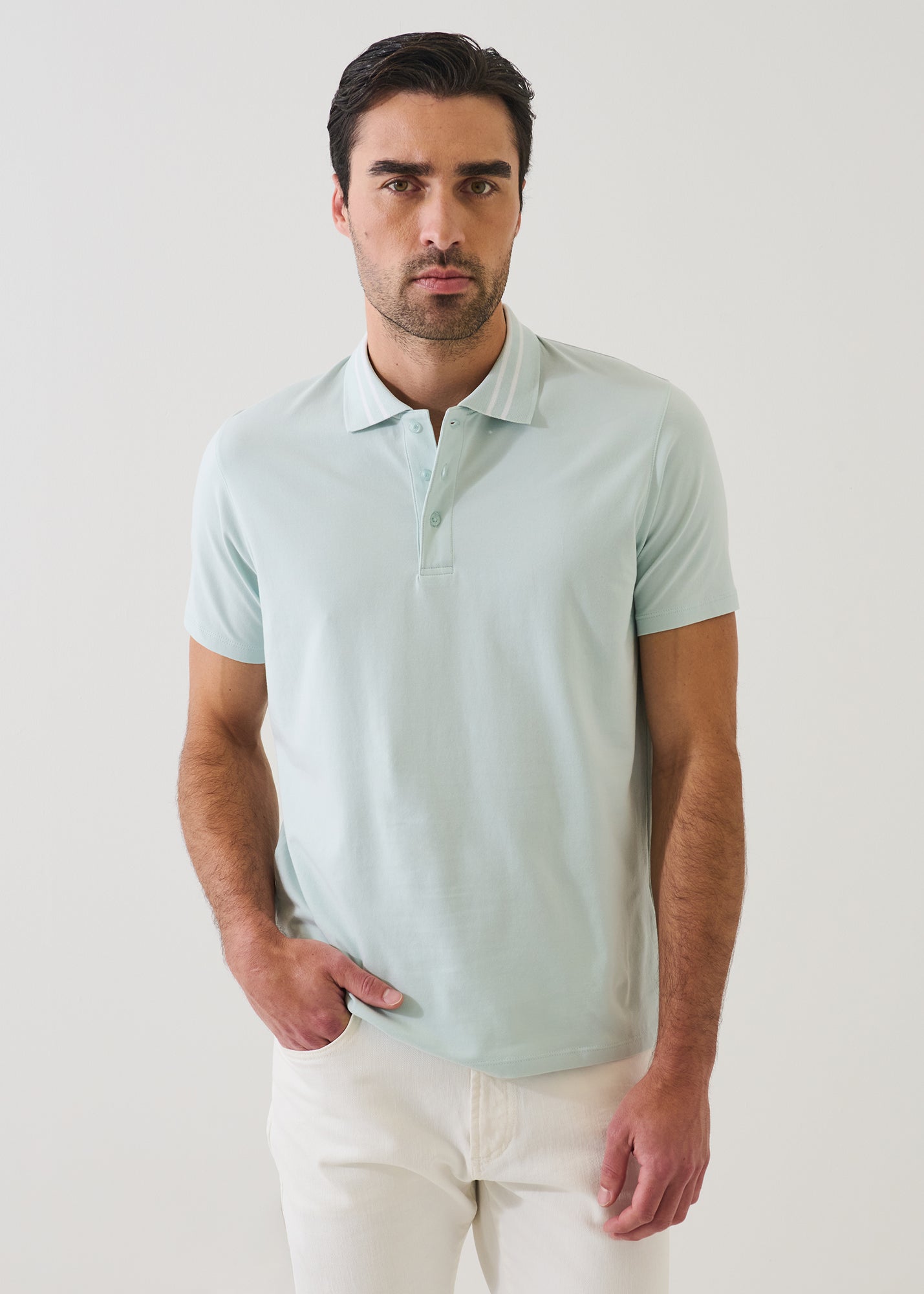 Pima Cotton Stretch Tipped Polo - PATRICK ASSARAF