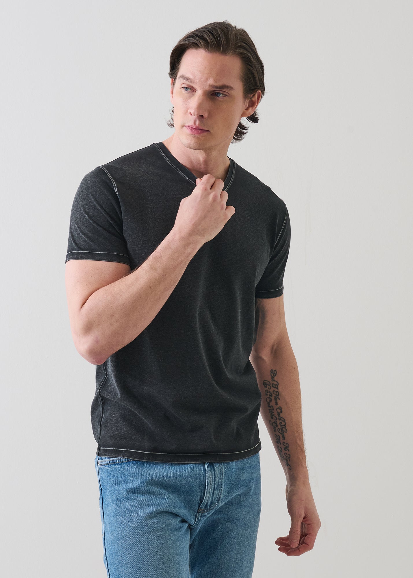 Pima Cotton Stretch Vintage Wash V-Neck T-Shirt - PATRICK ASSARAF