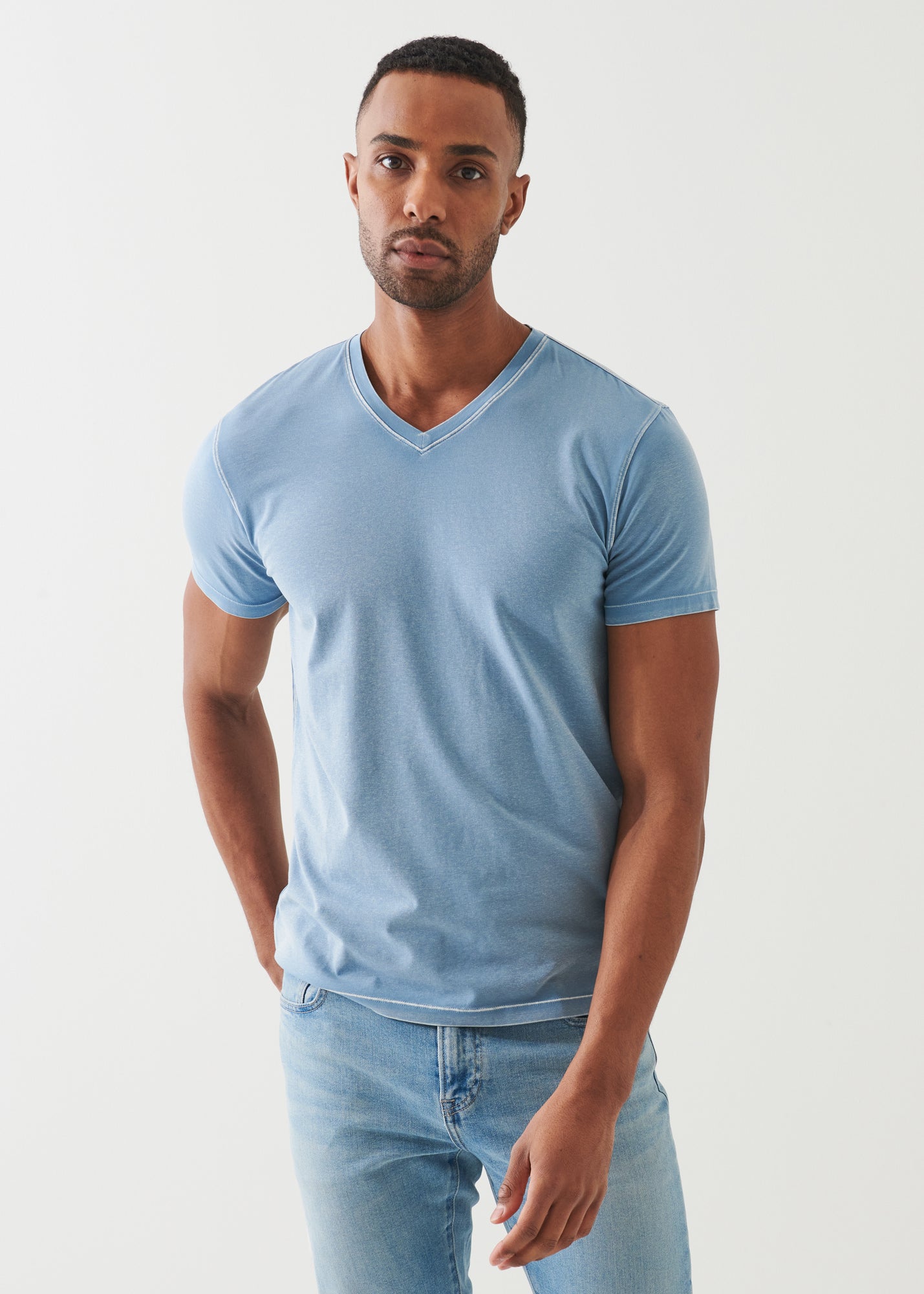 Pima Cotton Stretch Vintage Wash V-Neck T-Shirt