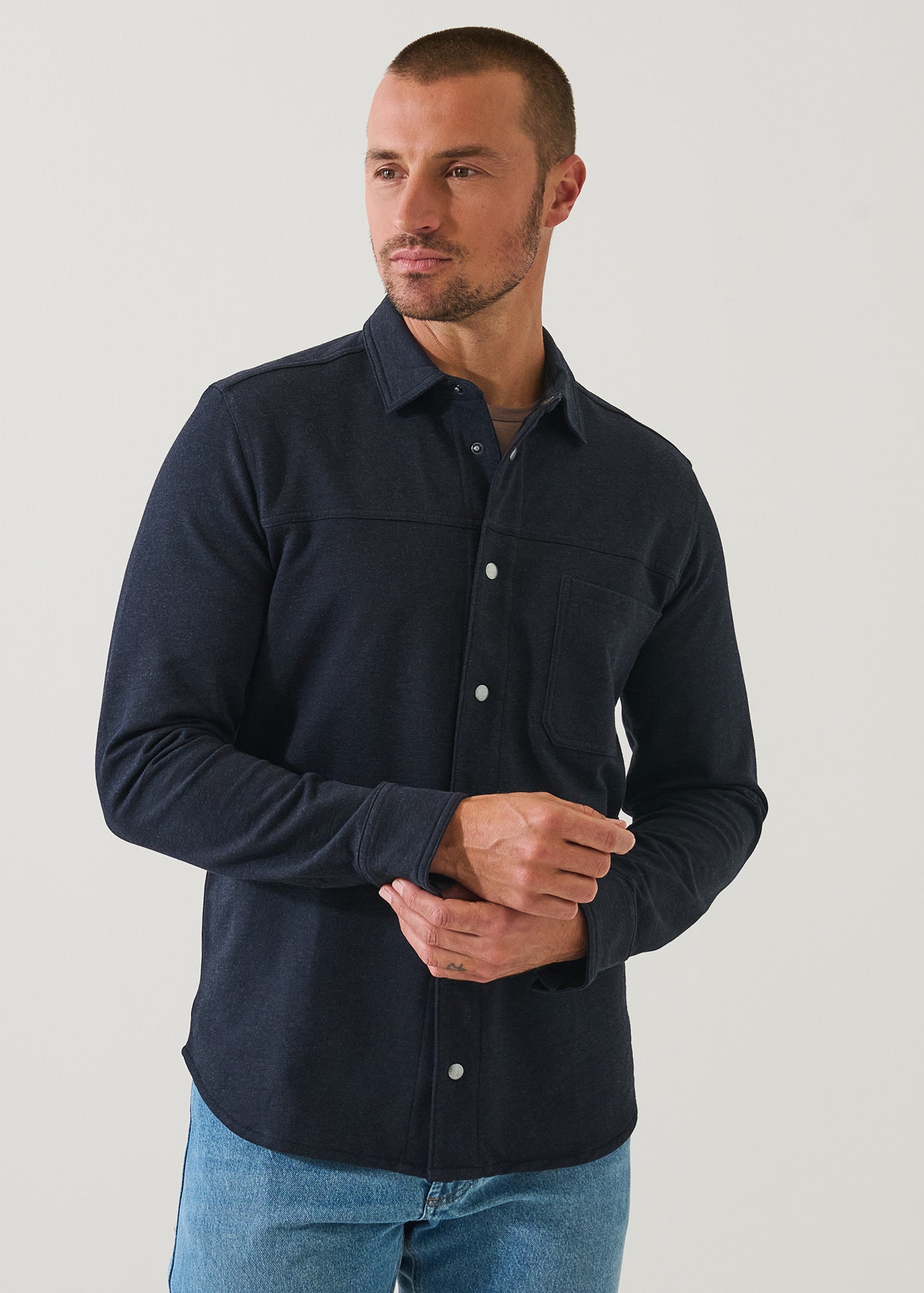 Pima Cotton Stretch Overdye Snap Front Shirt