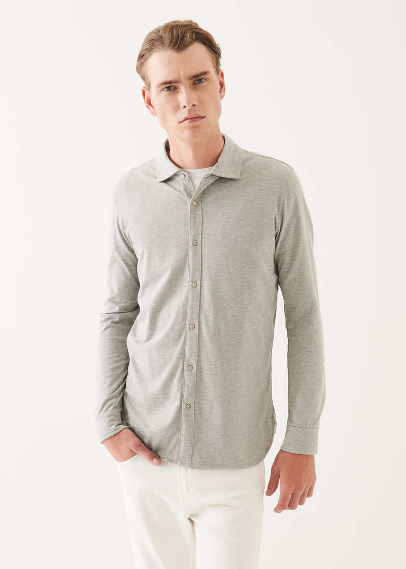 Pima Cotton Stretch Overdye Button Front Shirt