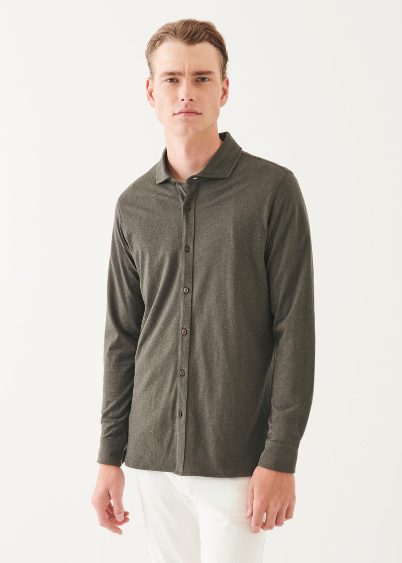 Pima Cotton Stretch Overdye Button Front Shirt