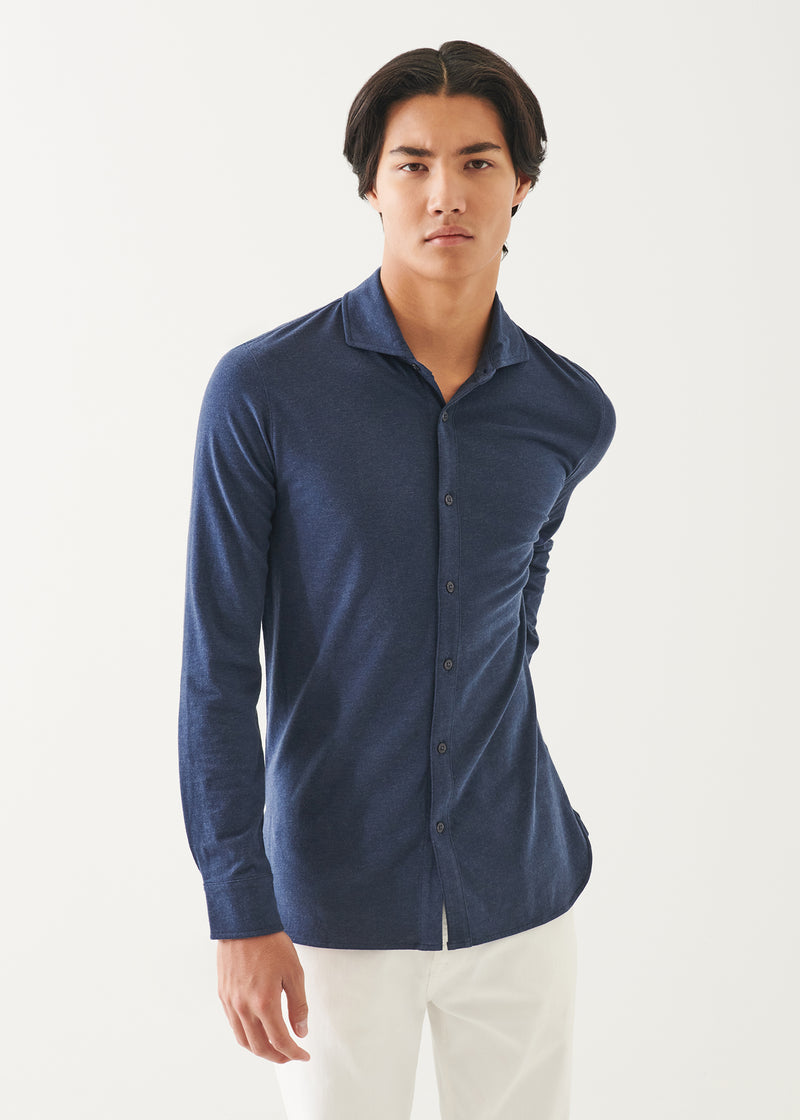 Pima Cotton Stretch Overdye Button Front Shirt