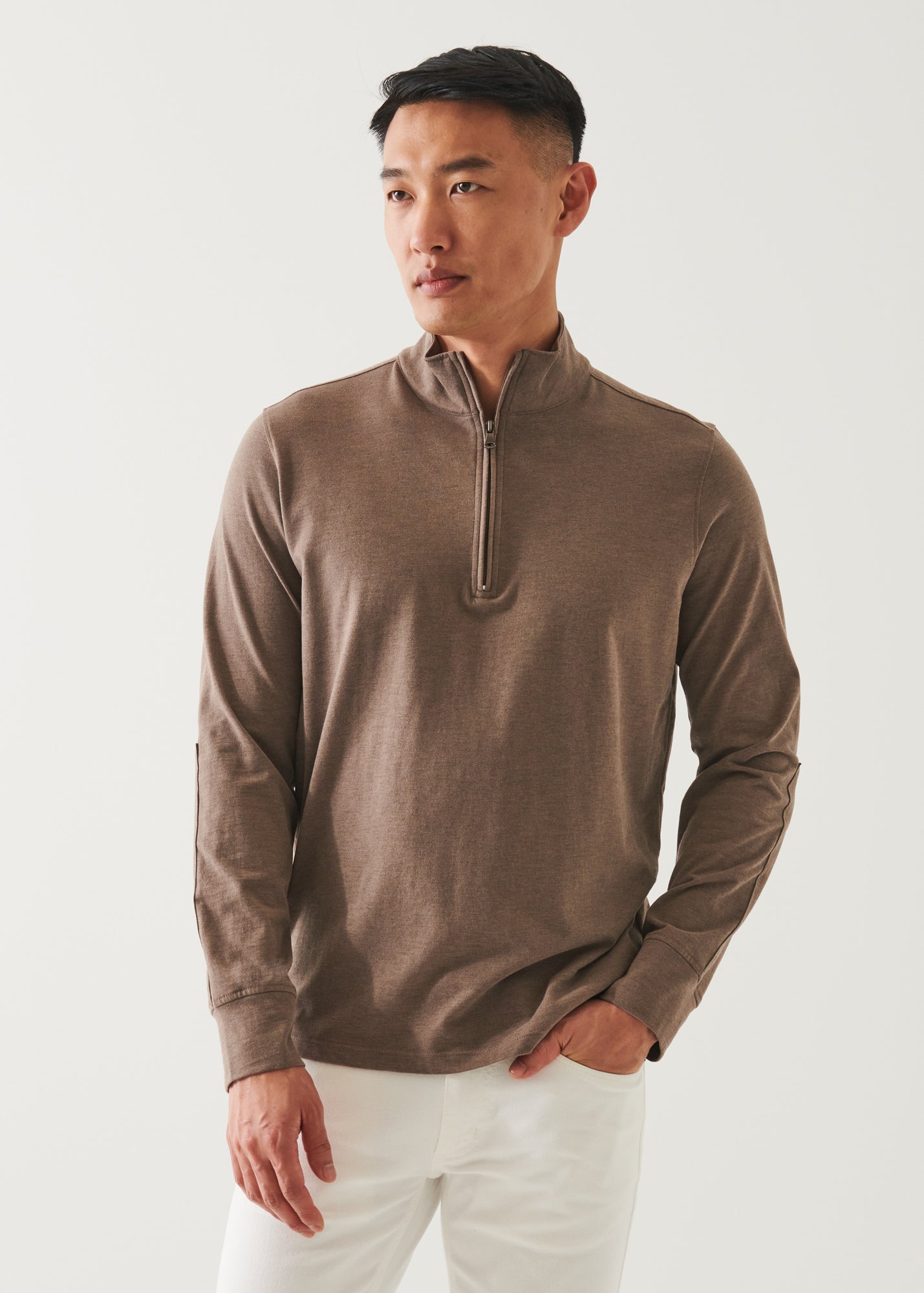 PIMA COTTON STRETCH OVERDYE QUARTER ZIP | PATRICK ASSARAF.
