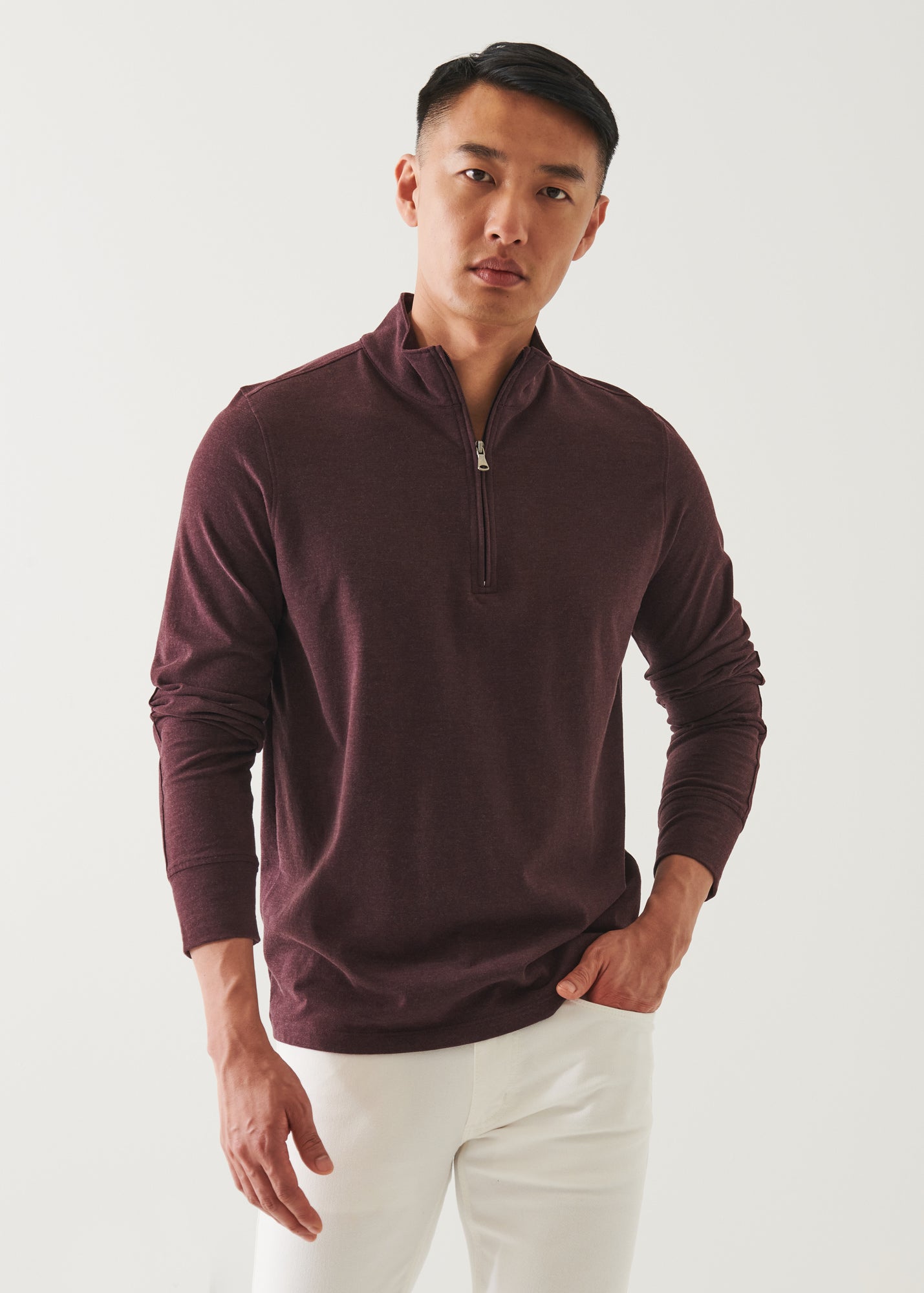 PIMA COTTON STRETCH OVERDYE QUARTER ZIP | PATRICK ASSARAF.