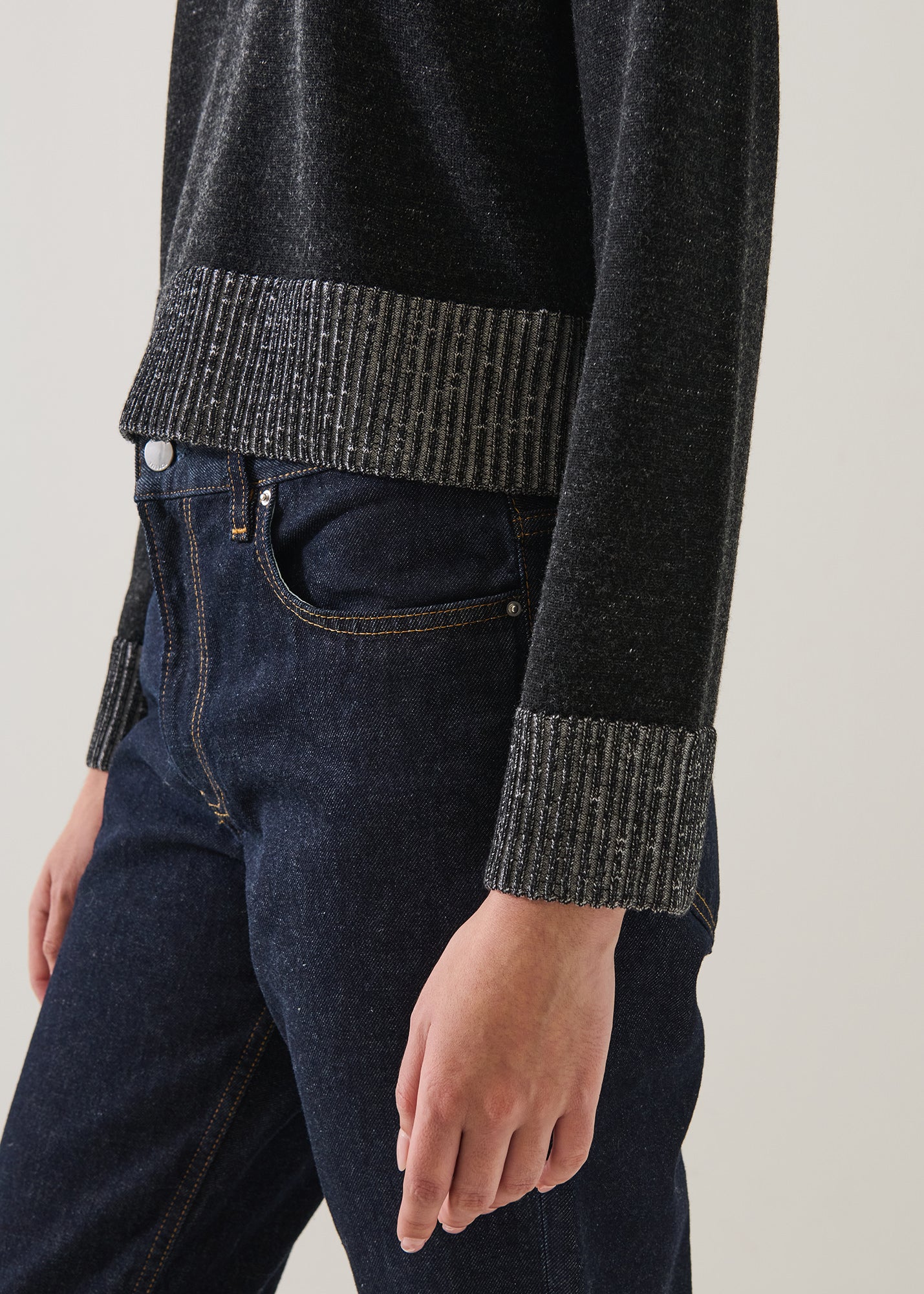 Merino Plaited Cropped Crewneck