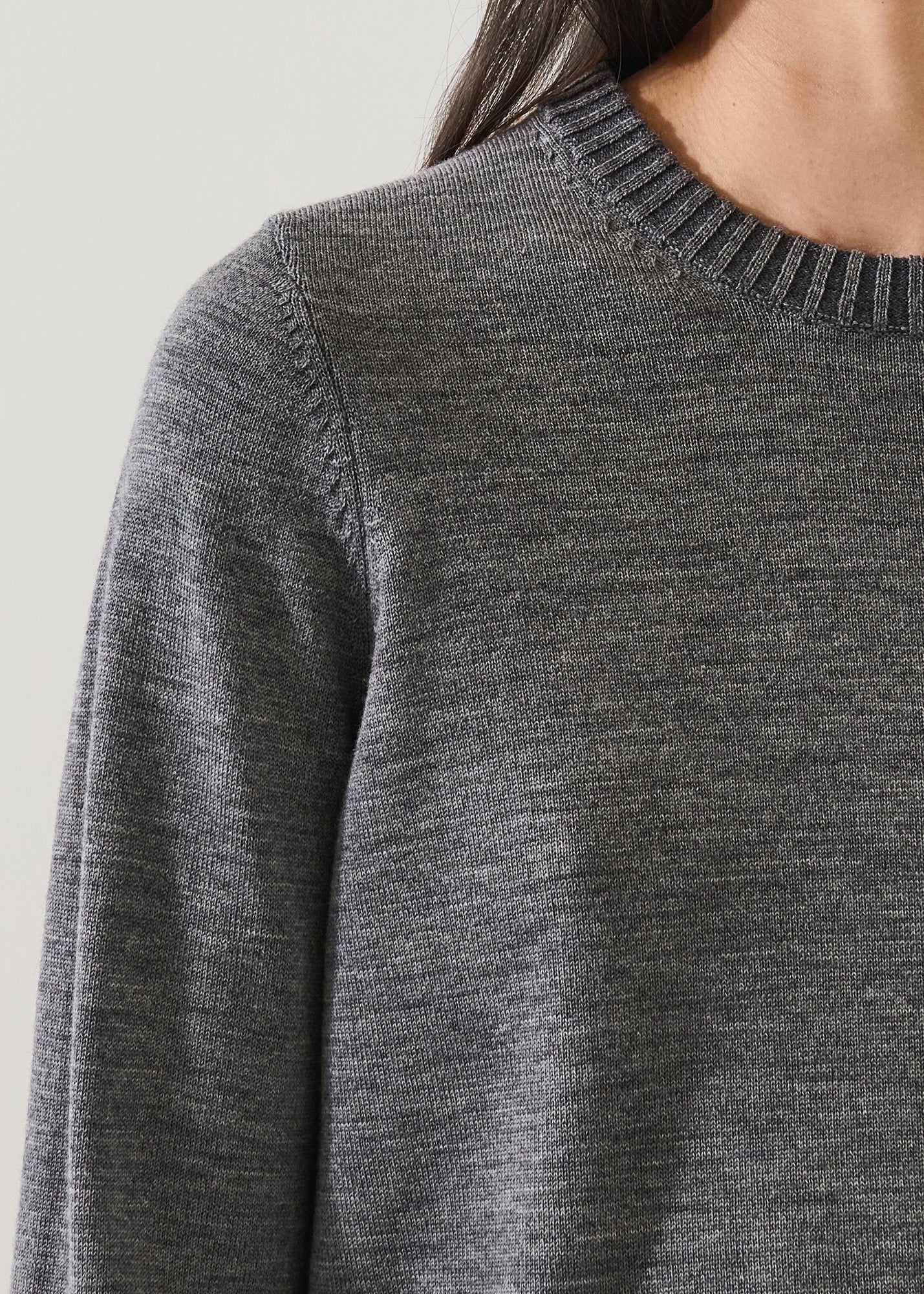 Merino Plaited Cropped Crewneck