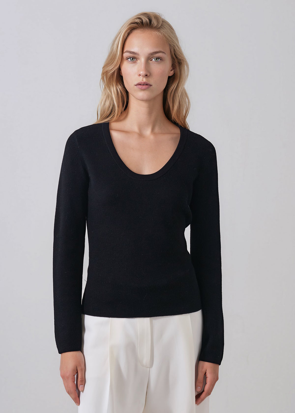 Extra-Fine Merino Ribbed Scoop Neck - PATRICK ASSARAF