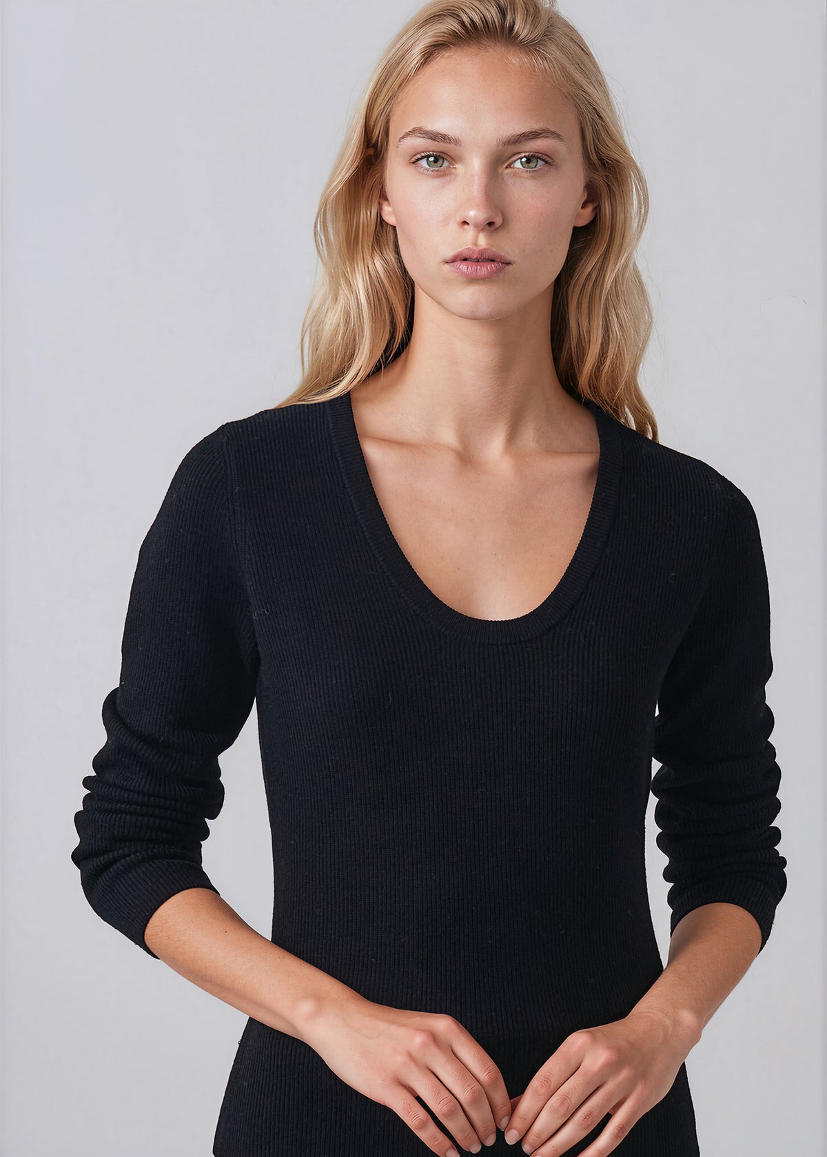 Extra-Fine Merino Ribbed Scoop Neck - PATRICK ASSARAF