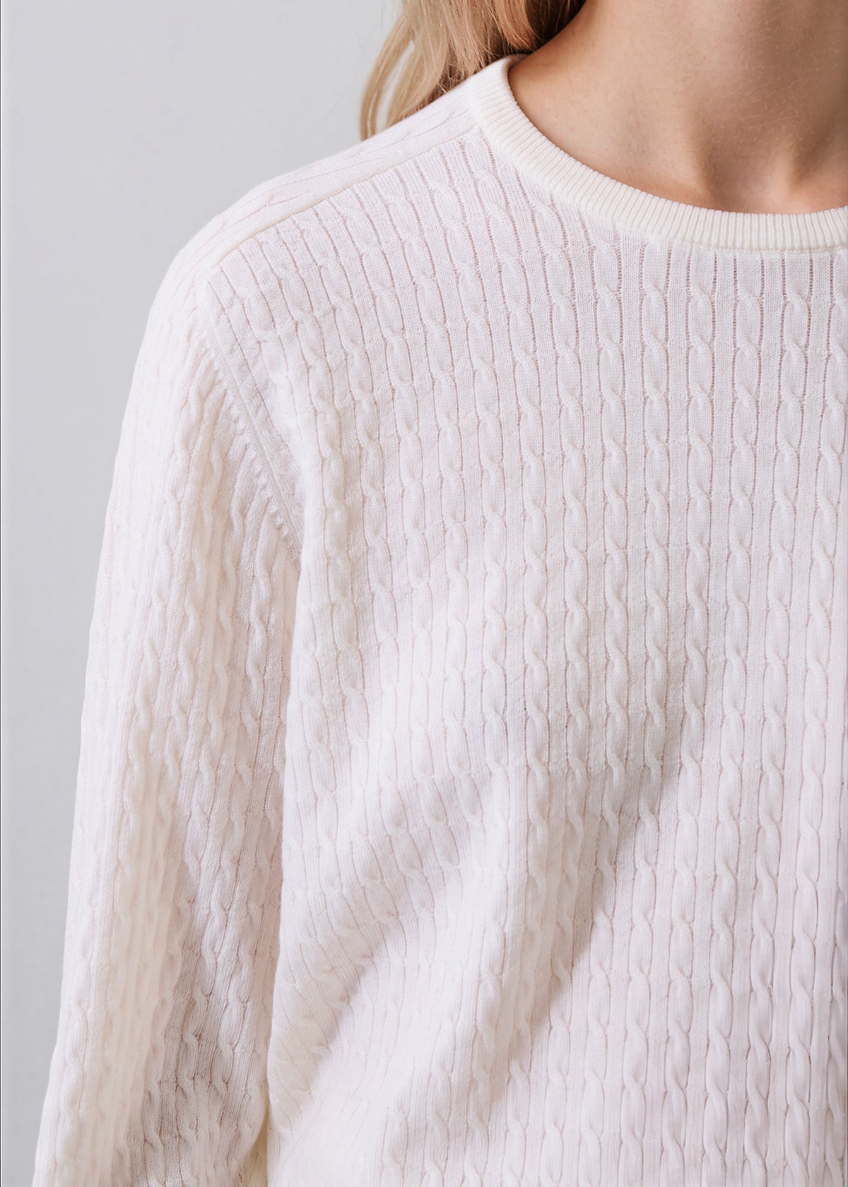 Extra-Fine Merino Saddle Shoulder Cable Crewneck - PATRICK ASSARAF