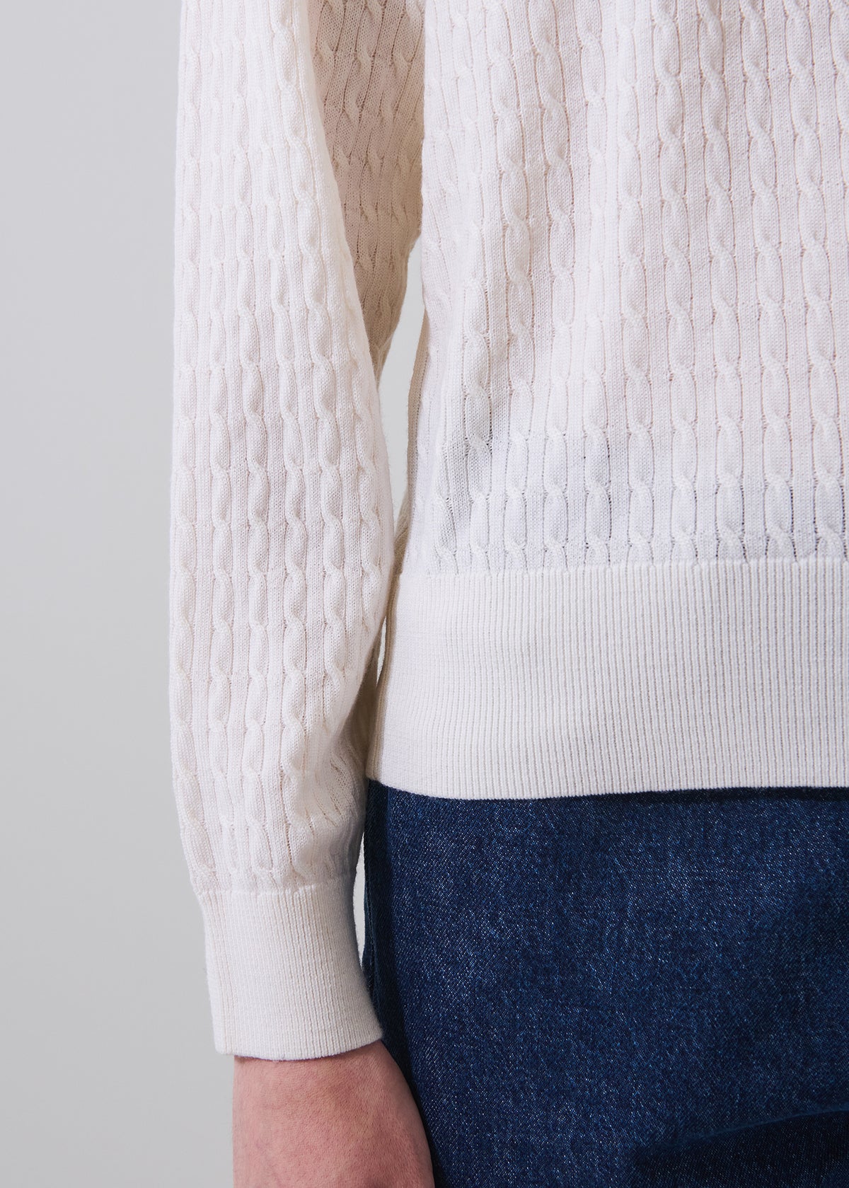 Extra-Fine Merino Saddle Shoulder Cable Crewneck - PATRICK ASSARAF