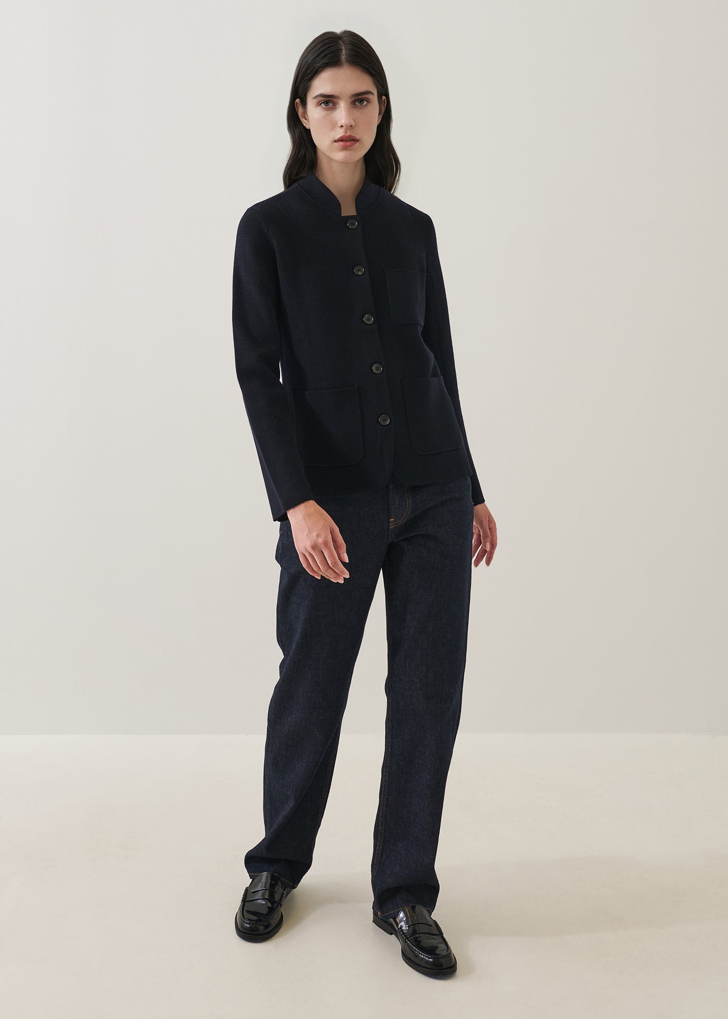 Merino Milano Stitch Mandarin Collar Blazer - PATRICK ASSARAF